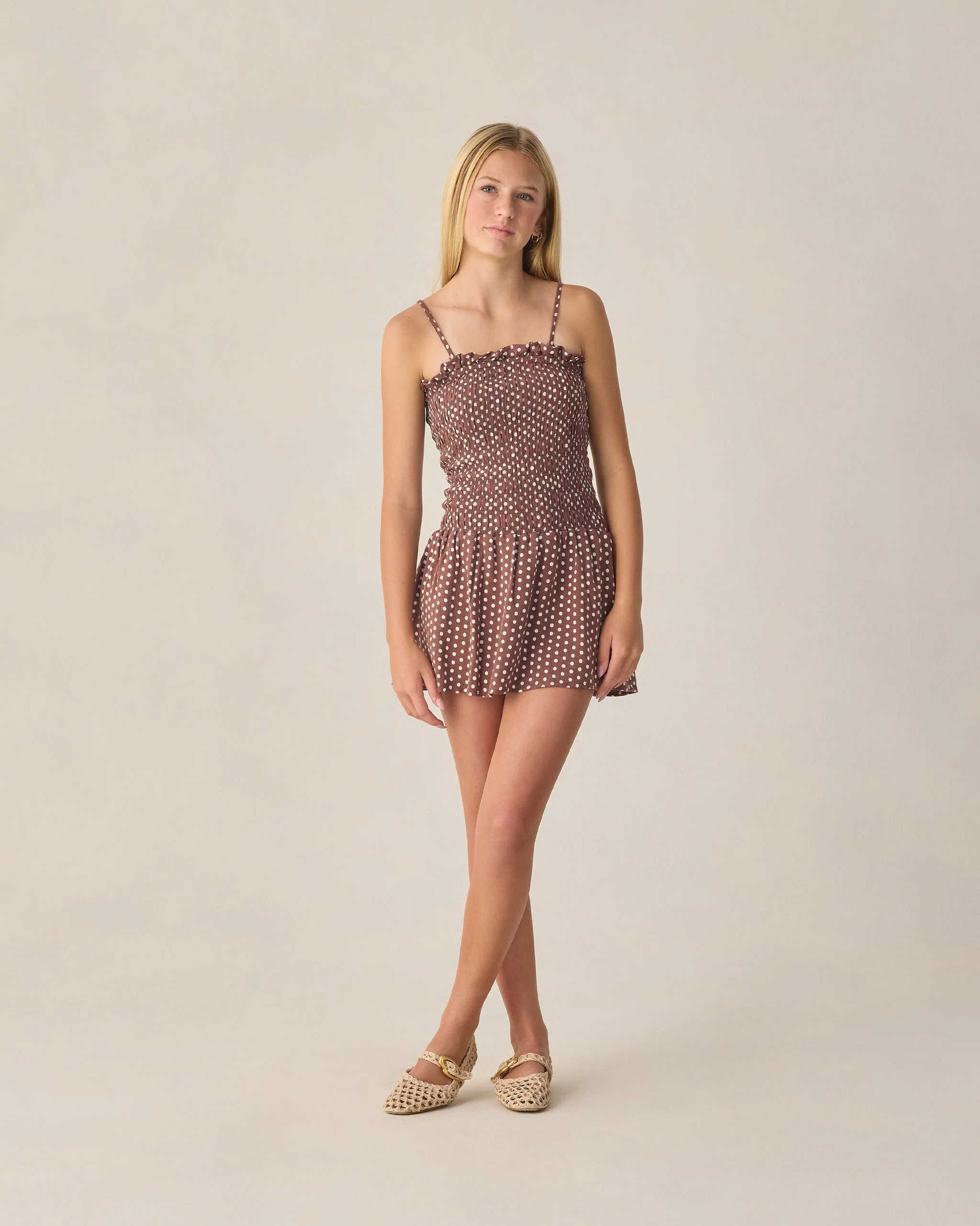 Teen Daria Mini Dress Chocolate Polka Dot - Image 4
