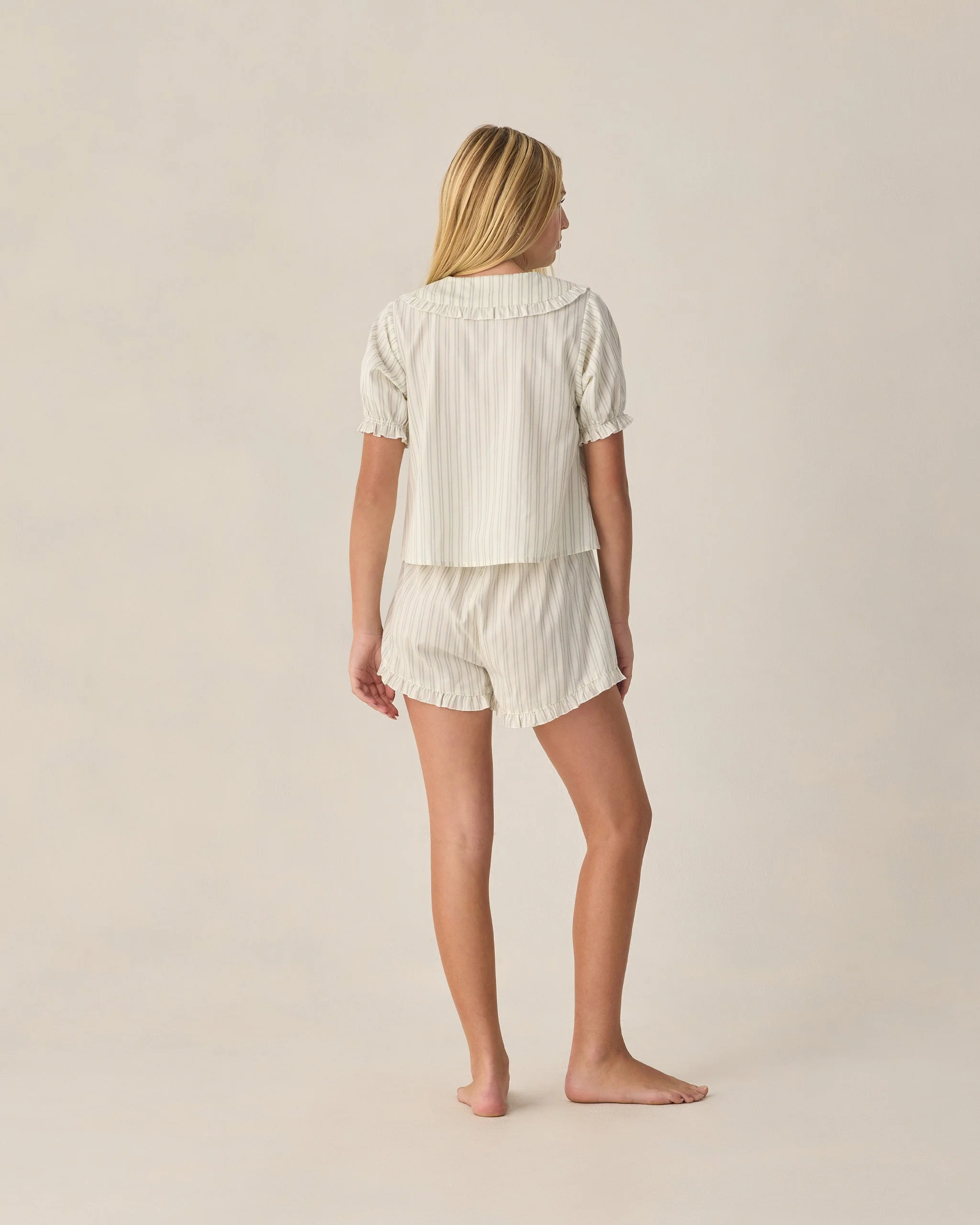Teen Delilah Pajama Set Seafoam Railroad Stripe - Image 2