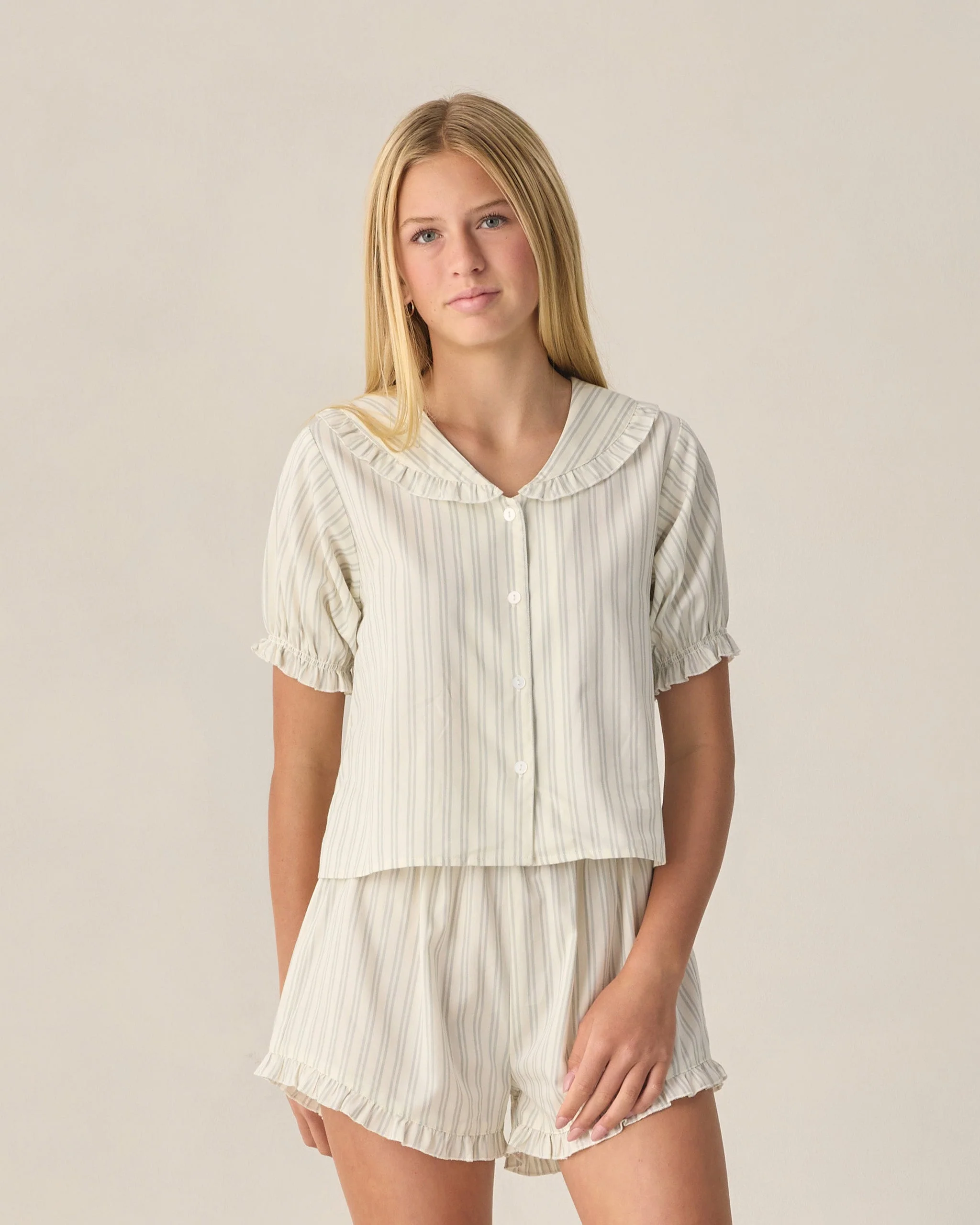 Teen Delilah Pajama Set Seafoam Railroad Stripe - Image 4