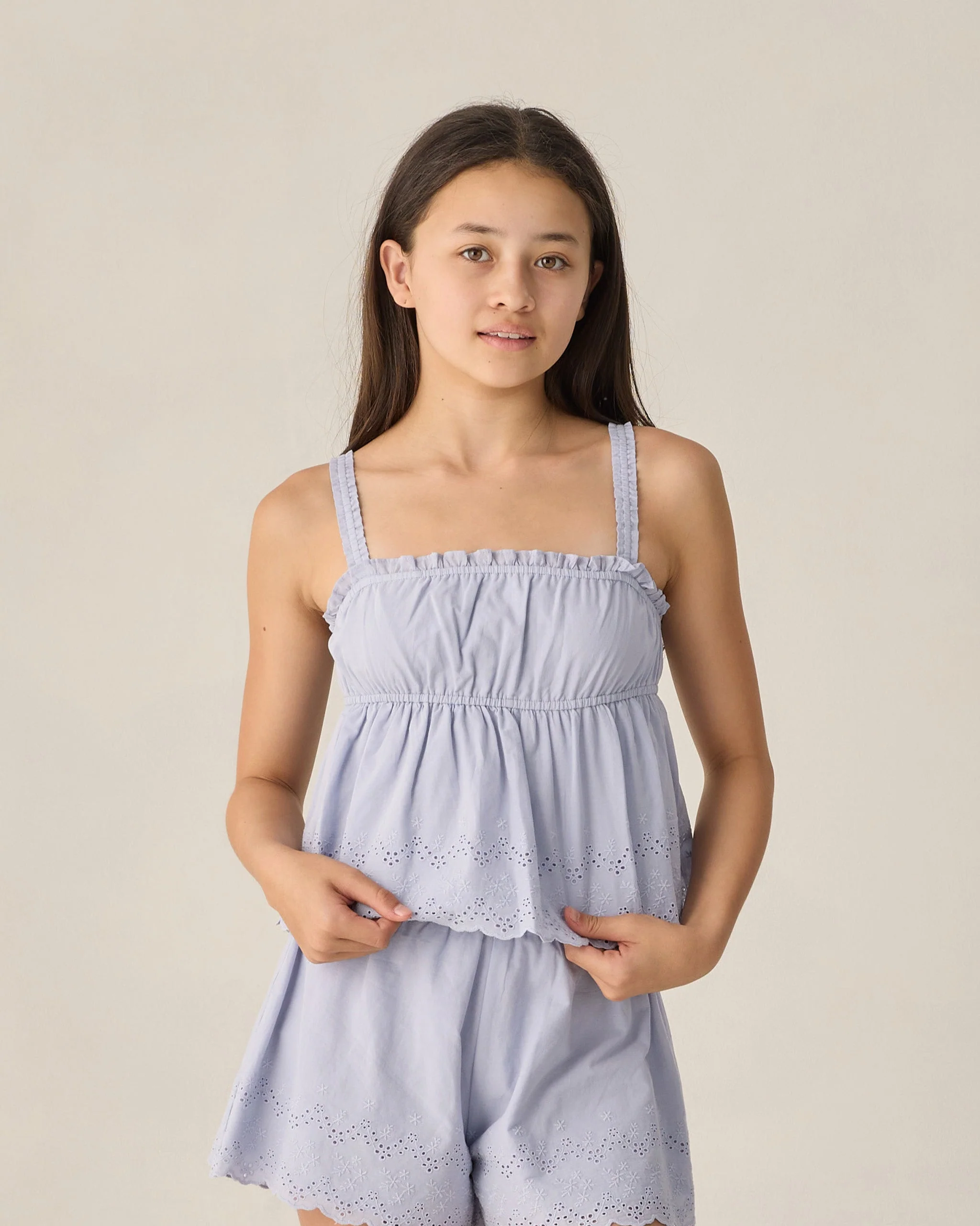 Teen Eyelet Tank Blouse Periwinkle - Image 4