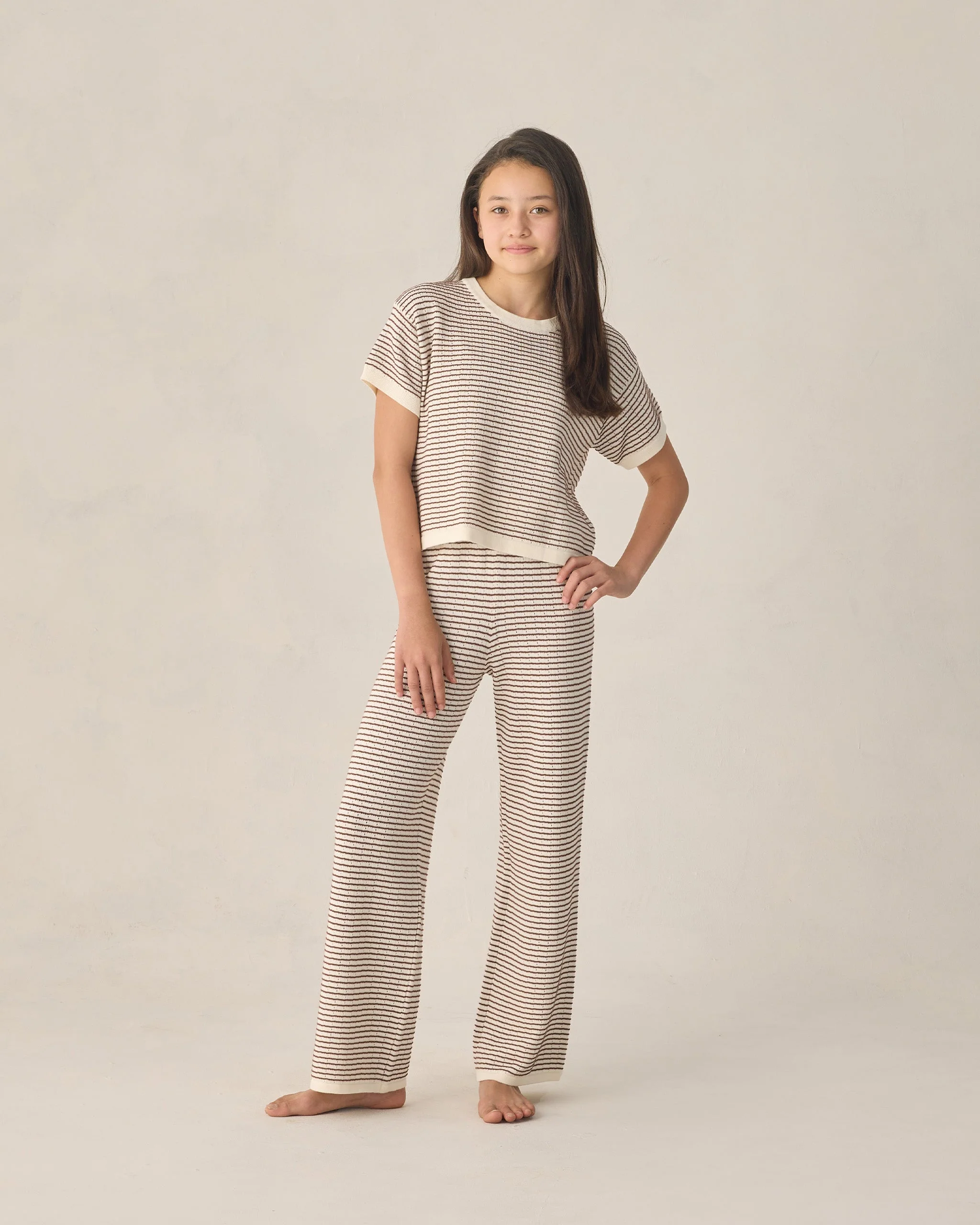 Teen Knit Wide Leg Pant Chocolate Stripe