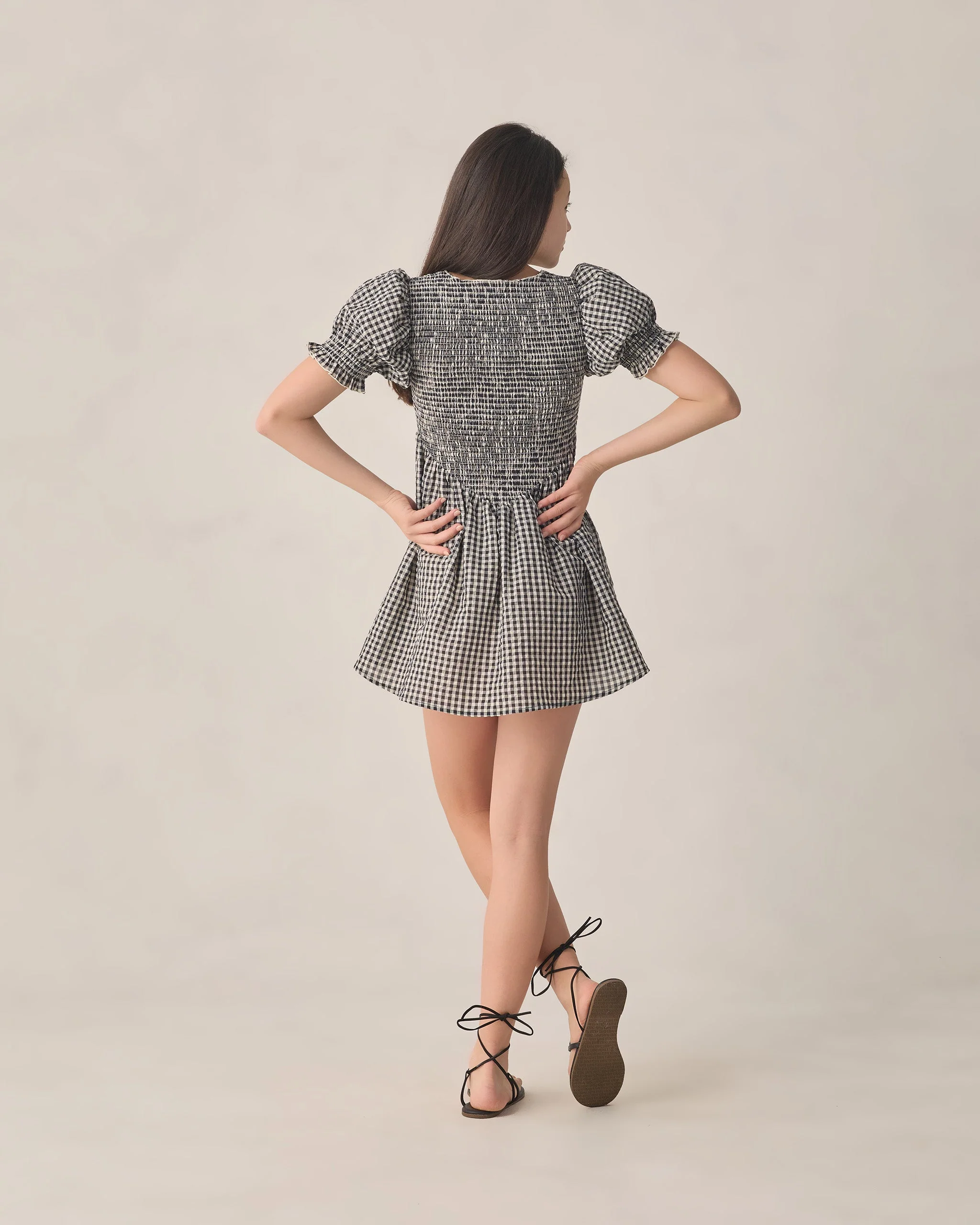 Teen Louise Dress Black Check - Image 2