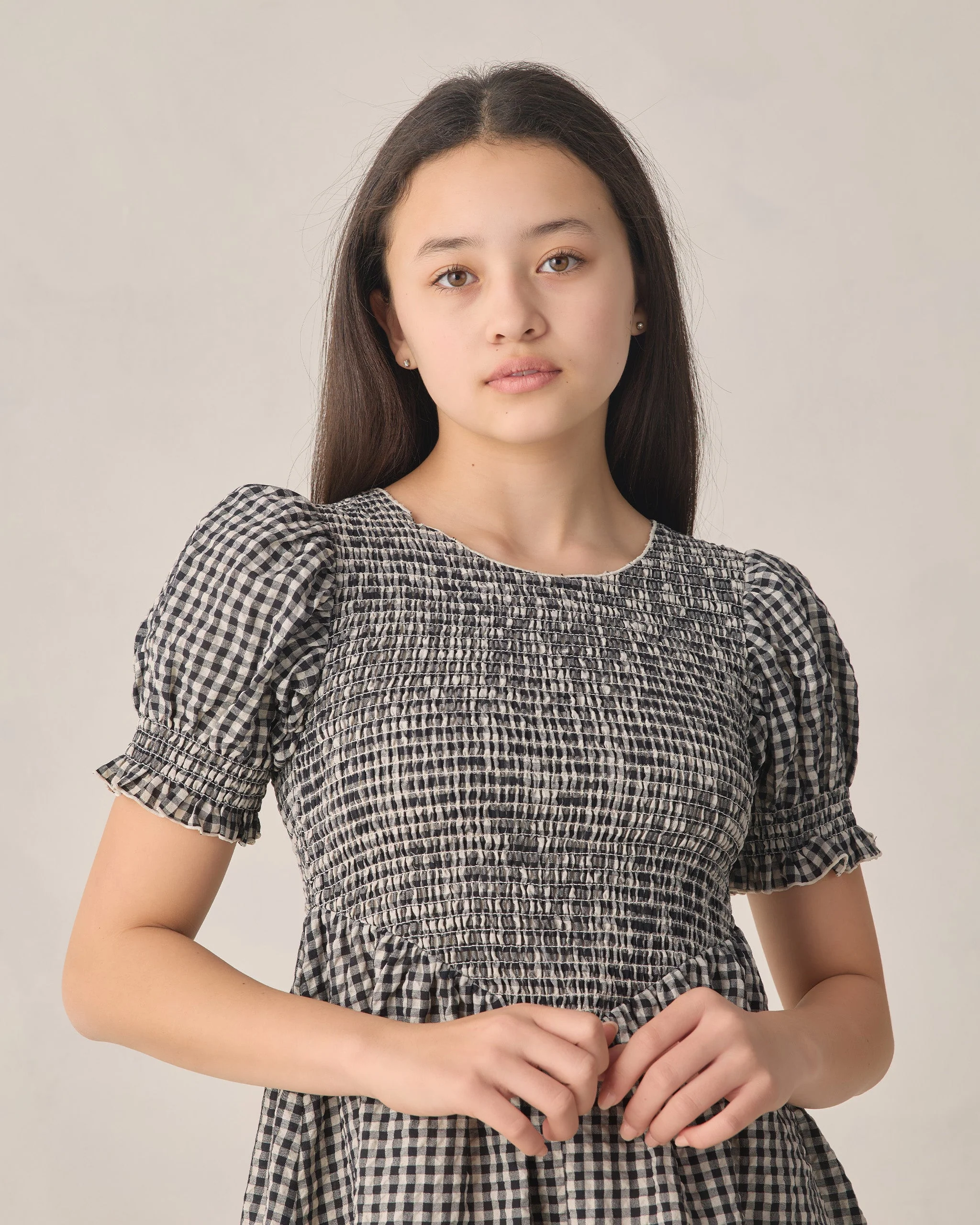 Teen Louise Dress Black Check - Image 3