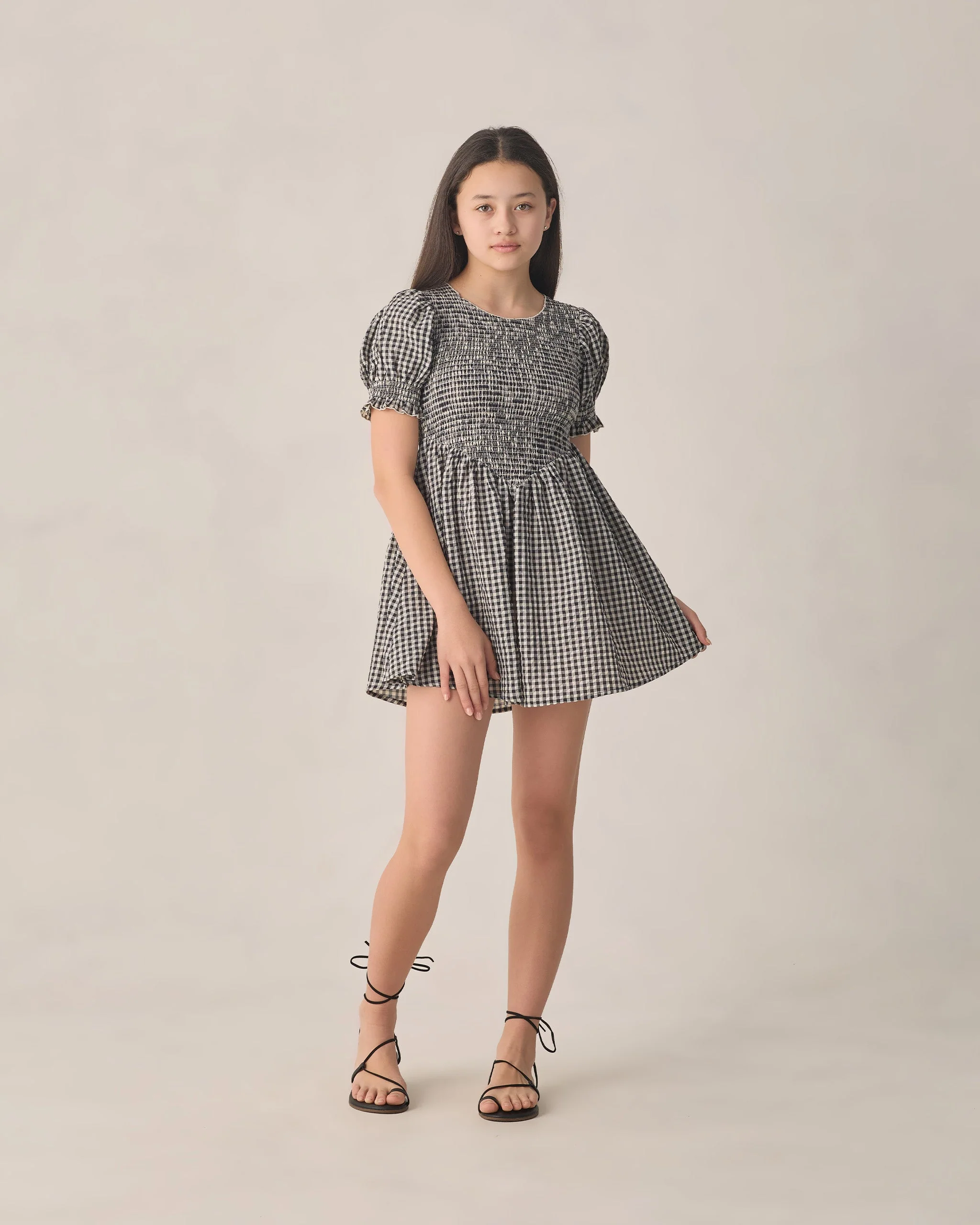 Teen Louise Dress Black Check - Image 4