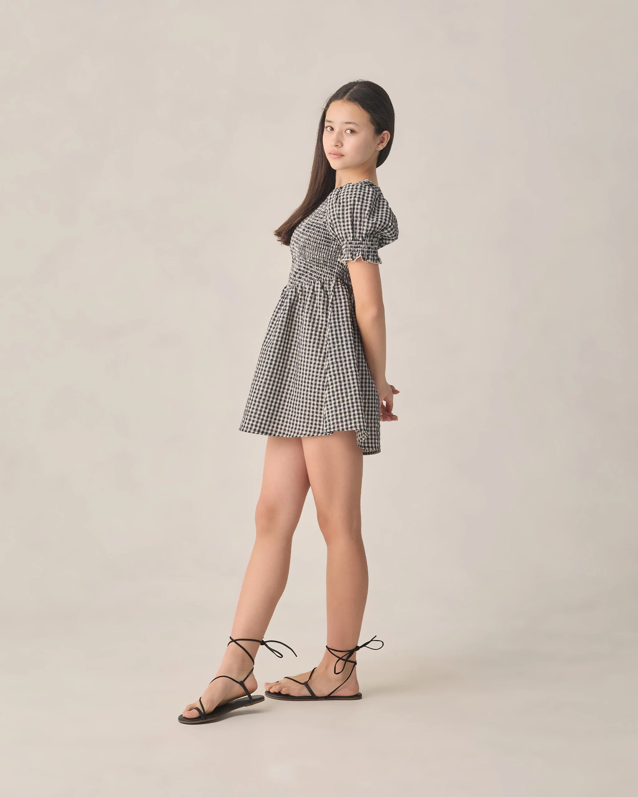 Teen Louise Dress Black Check - Image 5
