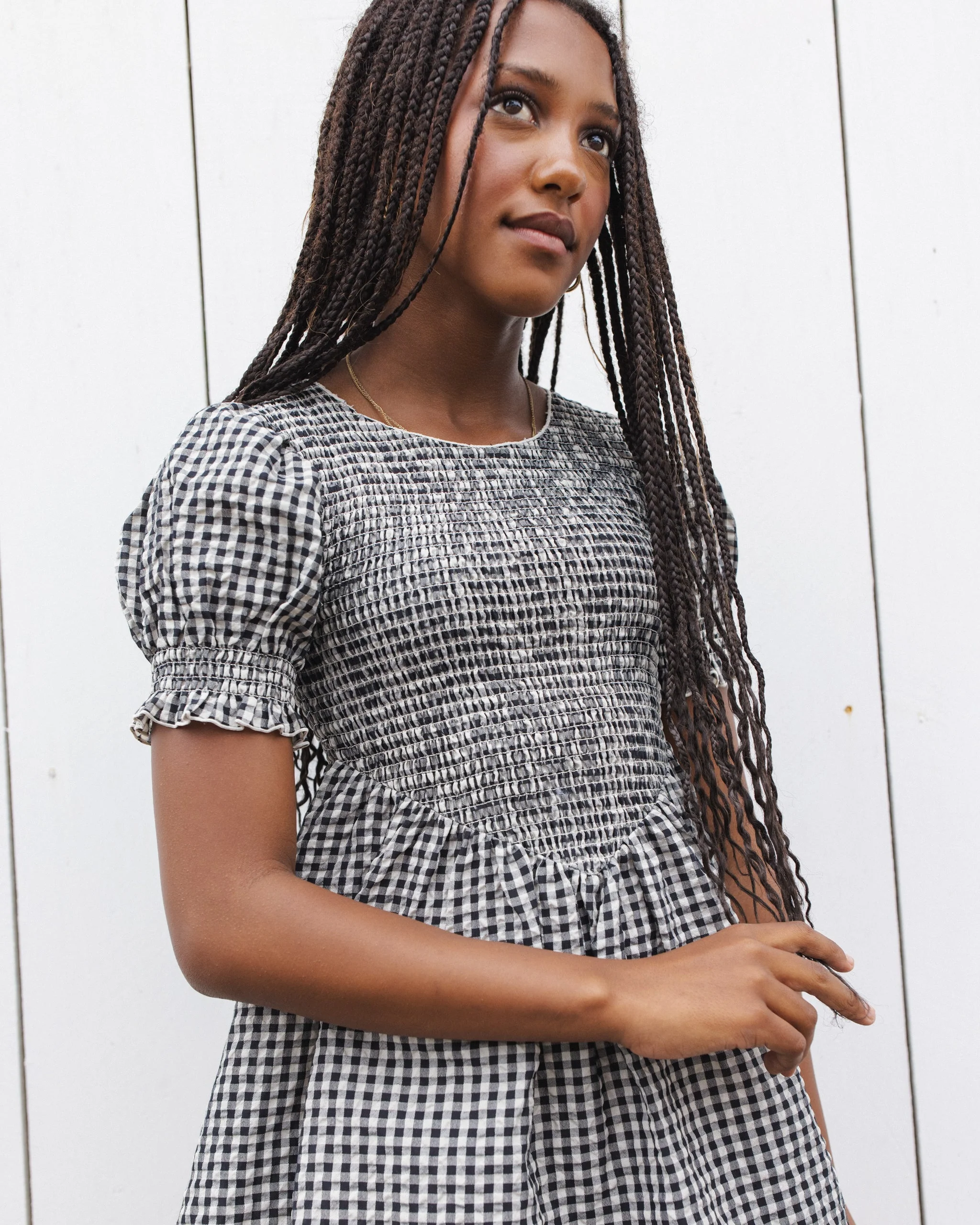 Teen Louise Dress Black Check - Image 6