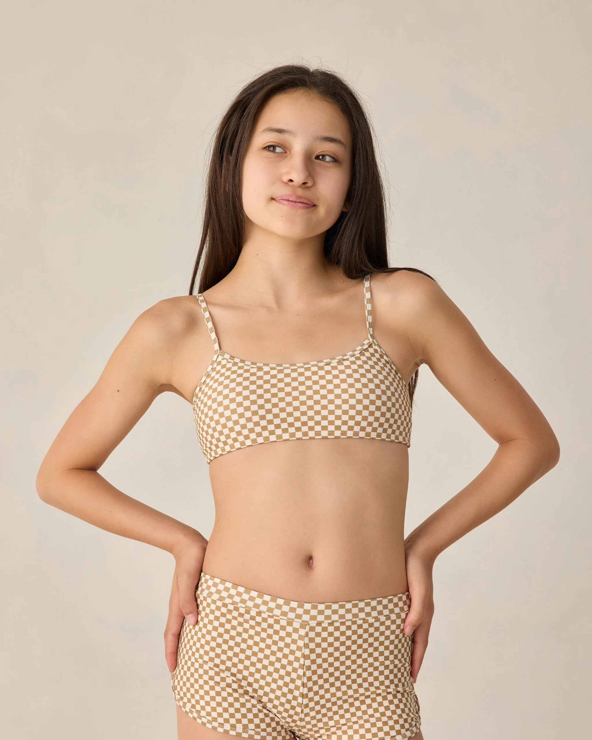 Teen Malia Bikini Set Ocre Check - Image 4