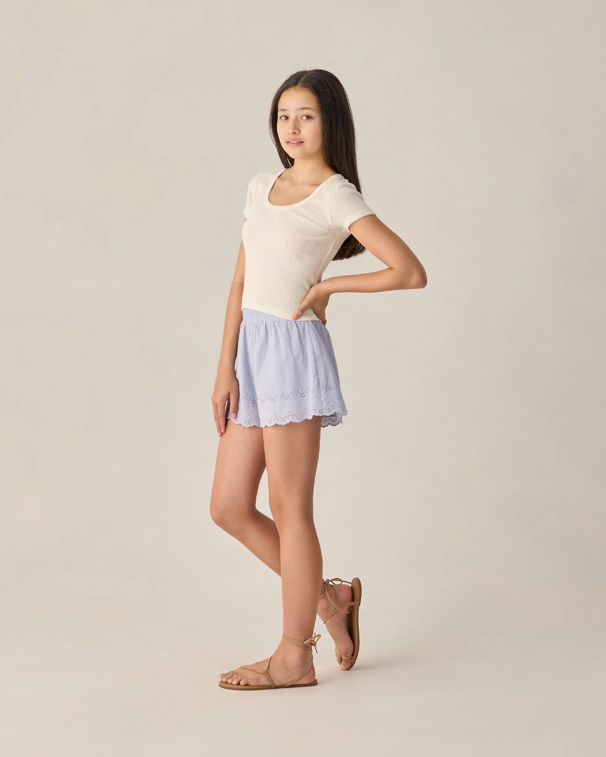 Teen Pointelle Jersey Ivory - Image 3