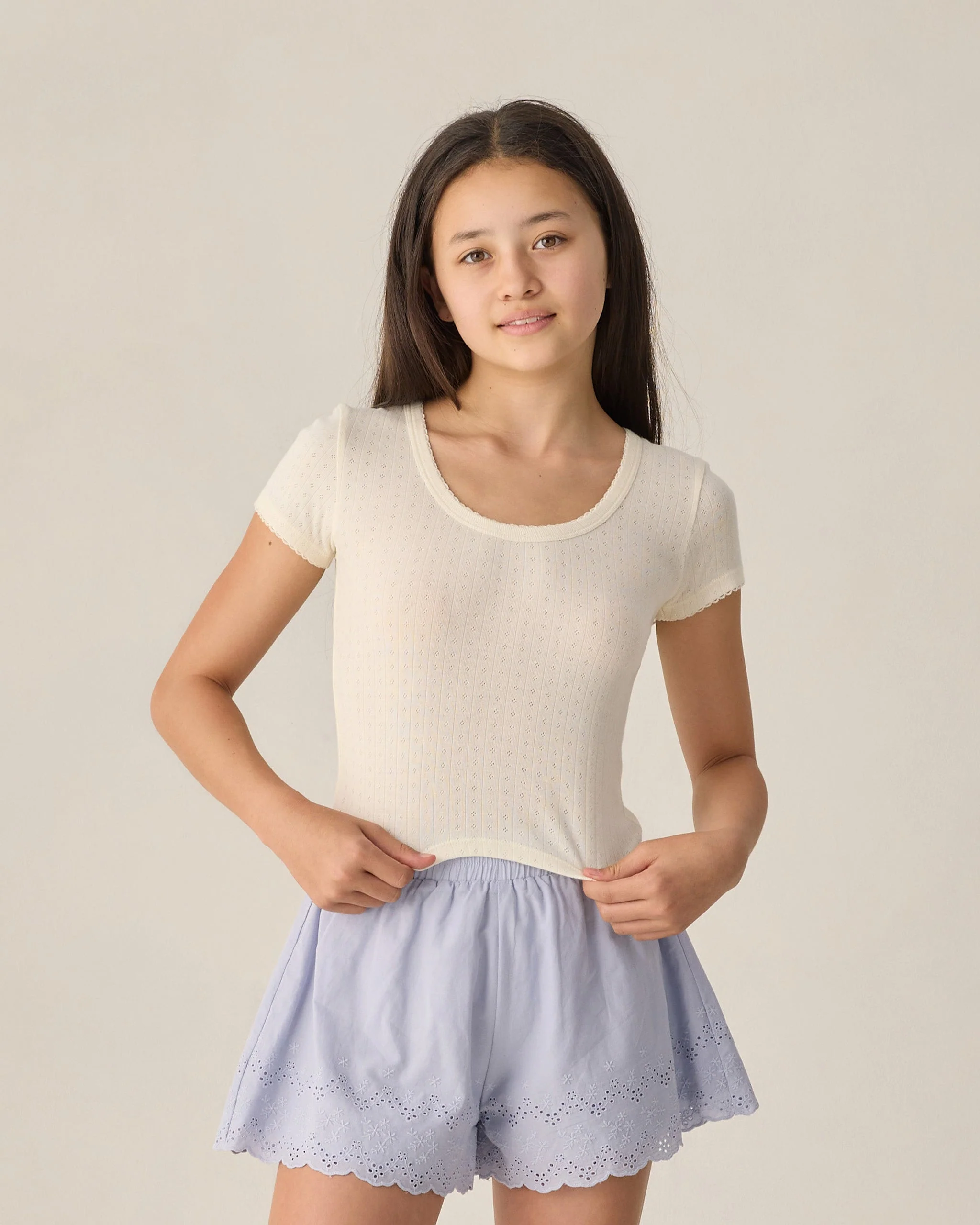Teen Pointelle Jersey Ivory - Image 5