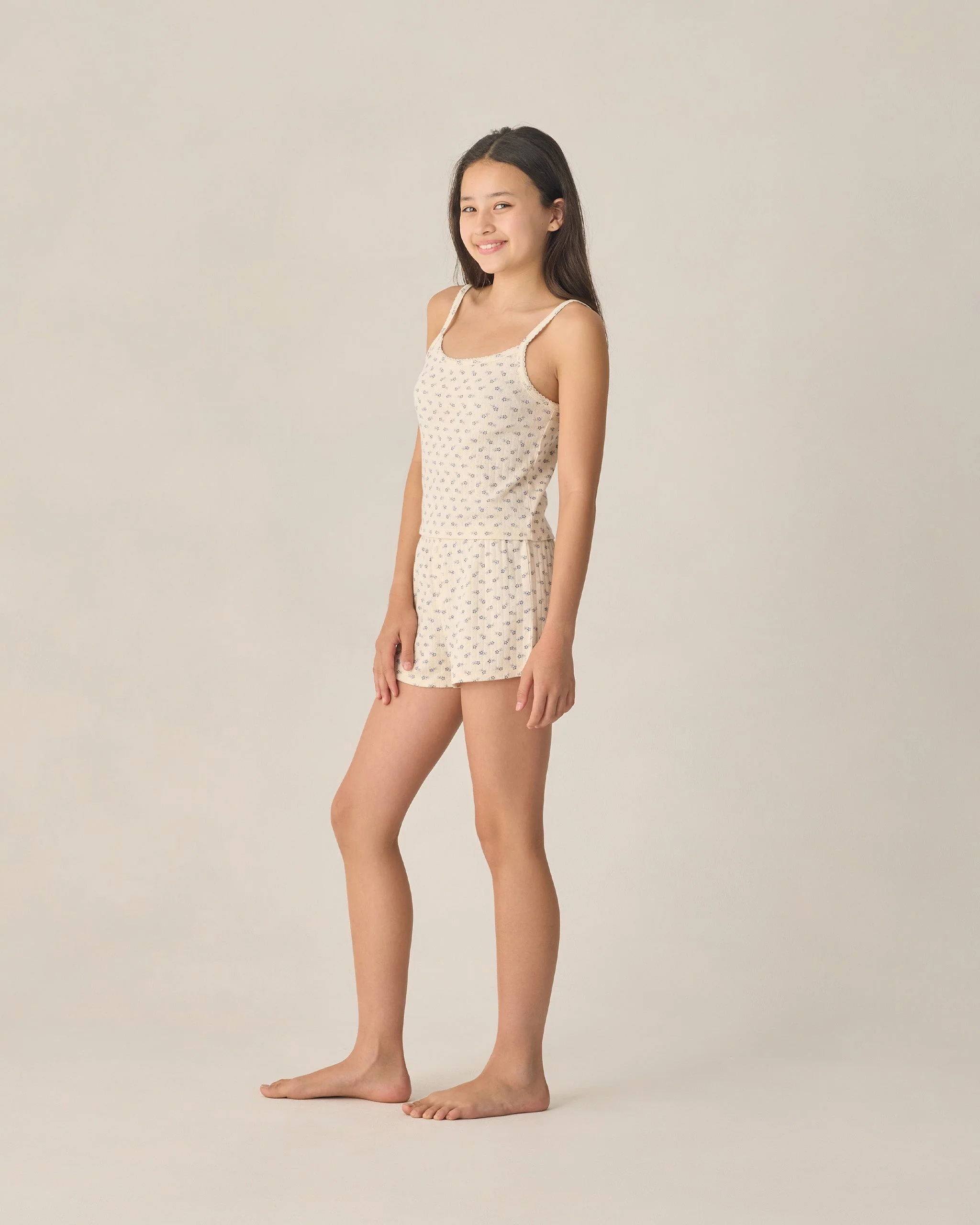 Teen Pointelle Lounge Set Blue Ditsy - Image 3