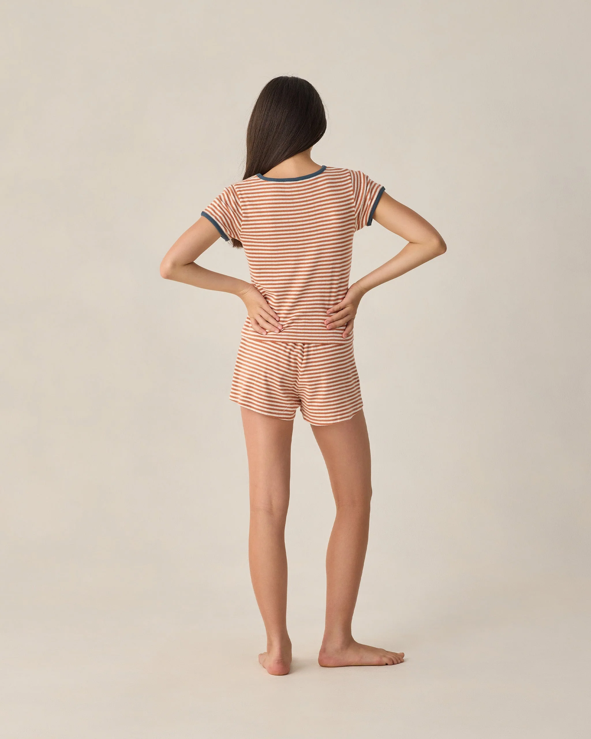Teen Pointelle Tee Poppy Stripe - Image 2