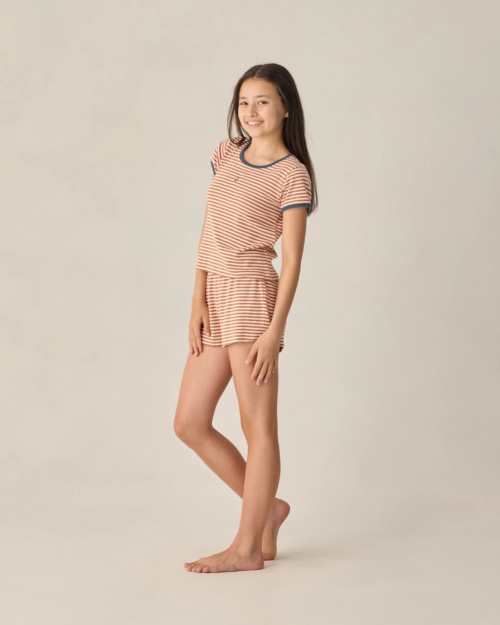 Teen Pointelle Tee Poppy Stripe - Image 3