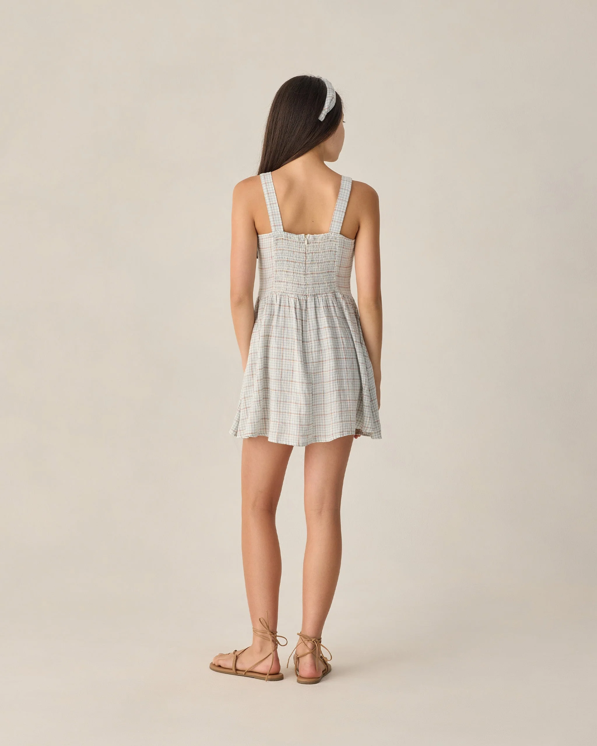 Teen Primrose Mini Dress Light Blue Plaid - Image 2
