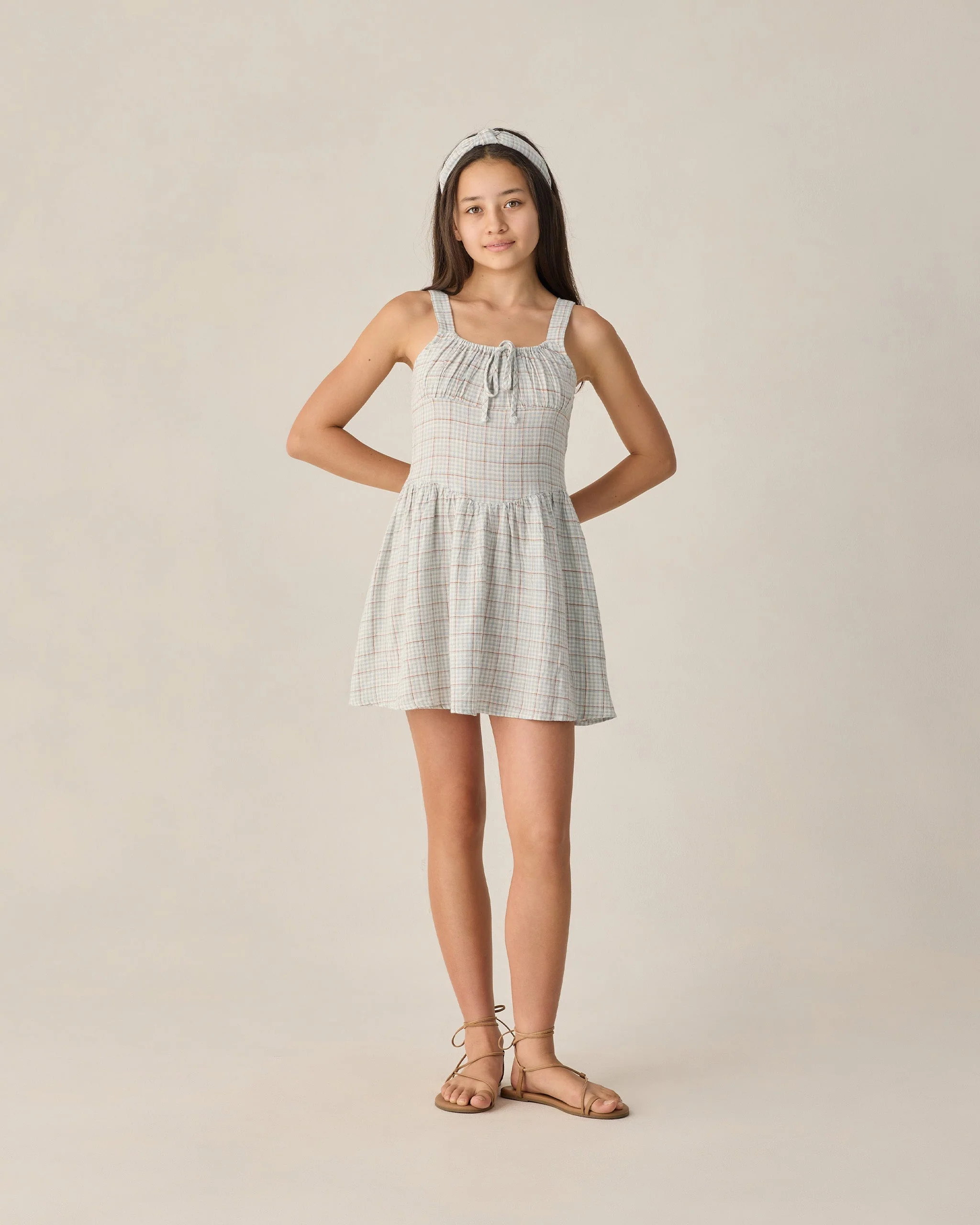 Teen Primrose Mini Dress Light Blue Plaid - Image 4