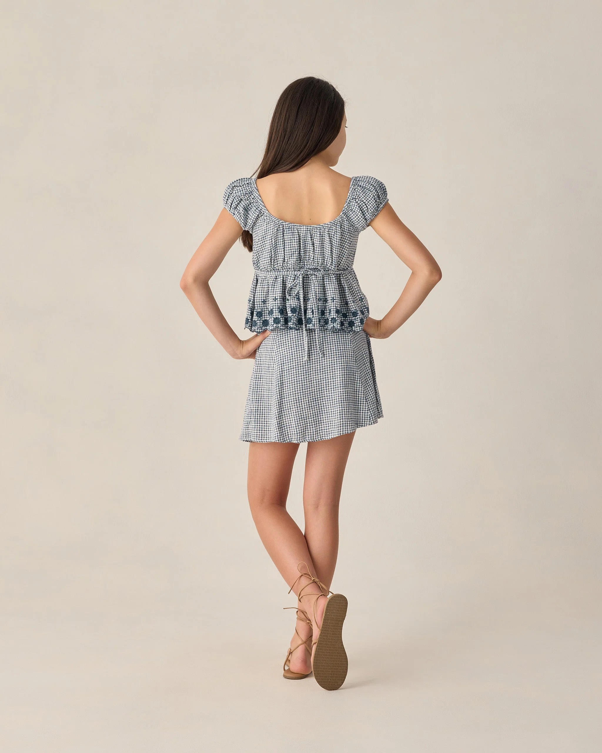 Teen Rachel Skirt Marine Gingham - Image 2
