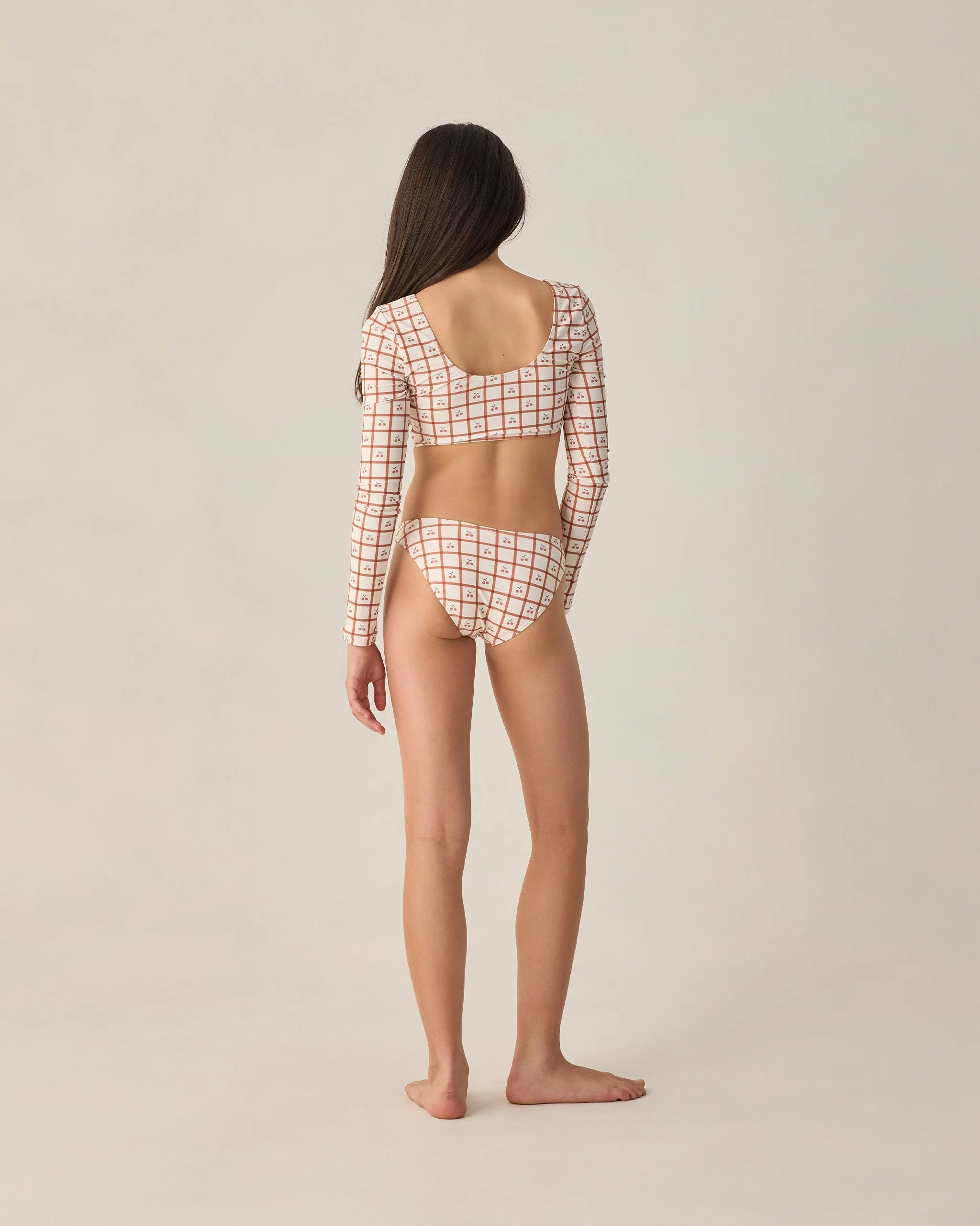 Teen Rashguard Bikini Set Cherry Check - Image 2