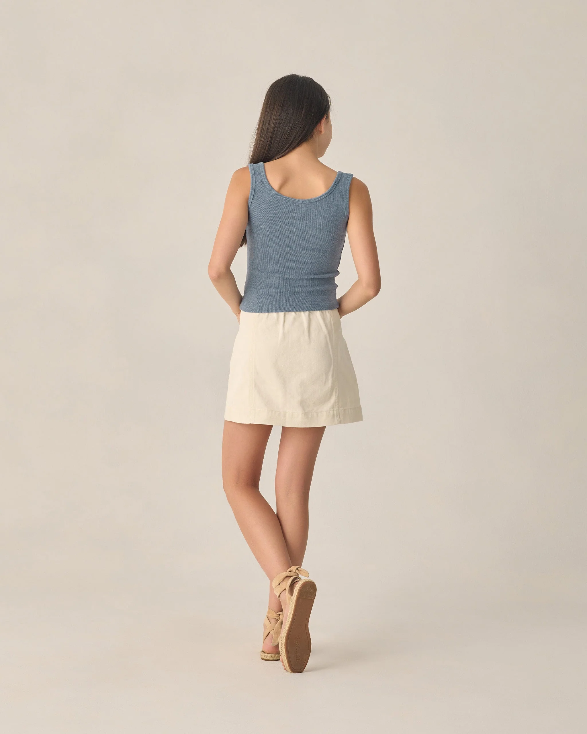 Teen Ribbed Tank Heathered Marine - Image 2