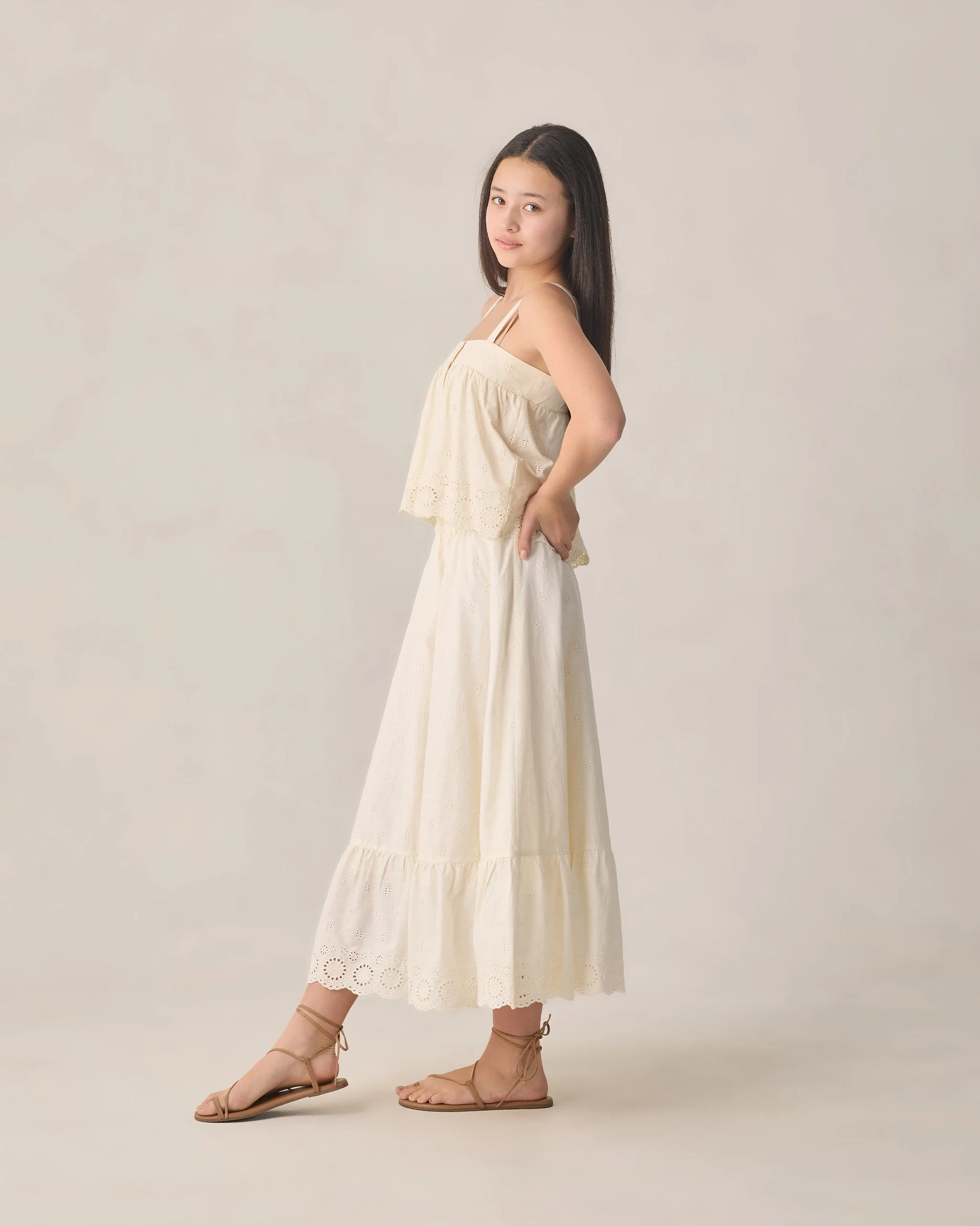 Teen Rose Maxi Skirt Ivory - Image 3