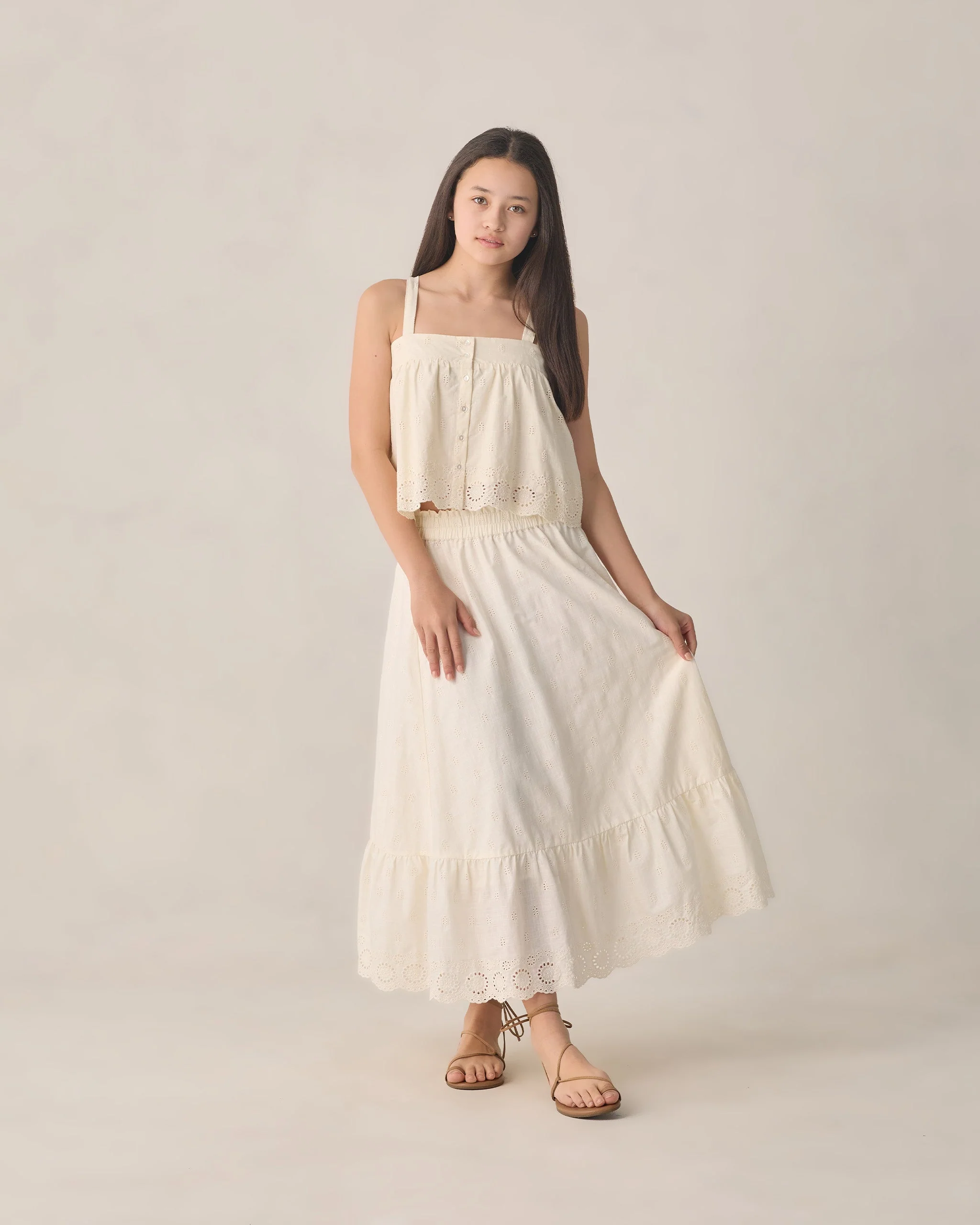 Teen Rose Maxi Skirt Ivory - Image 4