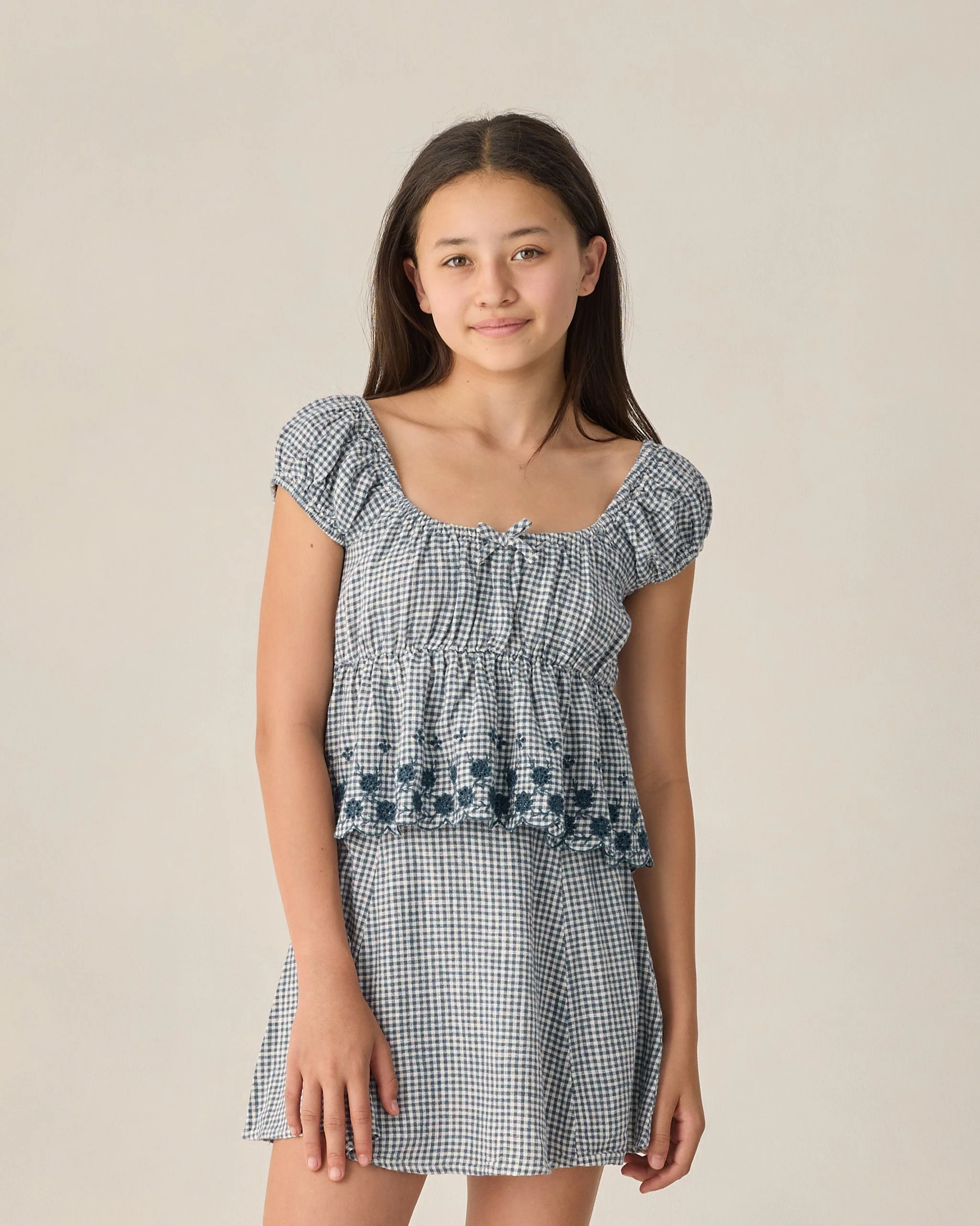 Teen Rylan Top Marine Gingham - Image 4