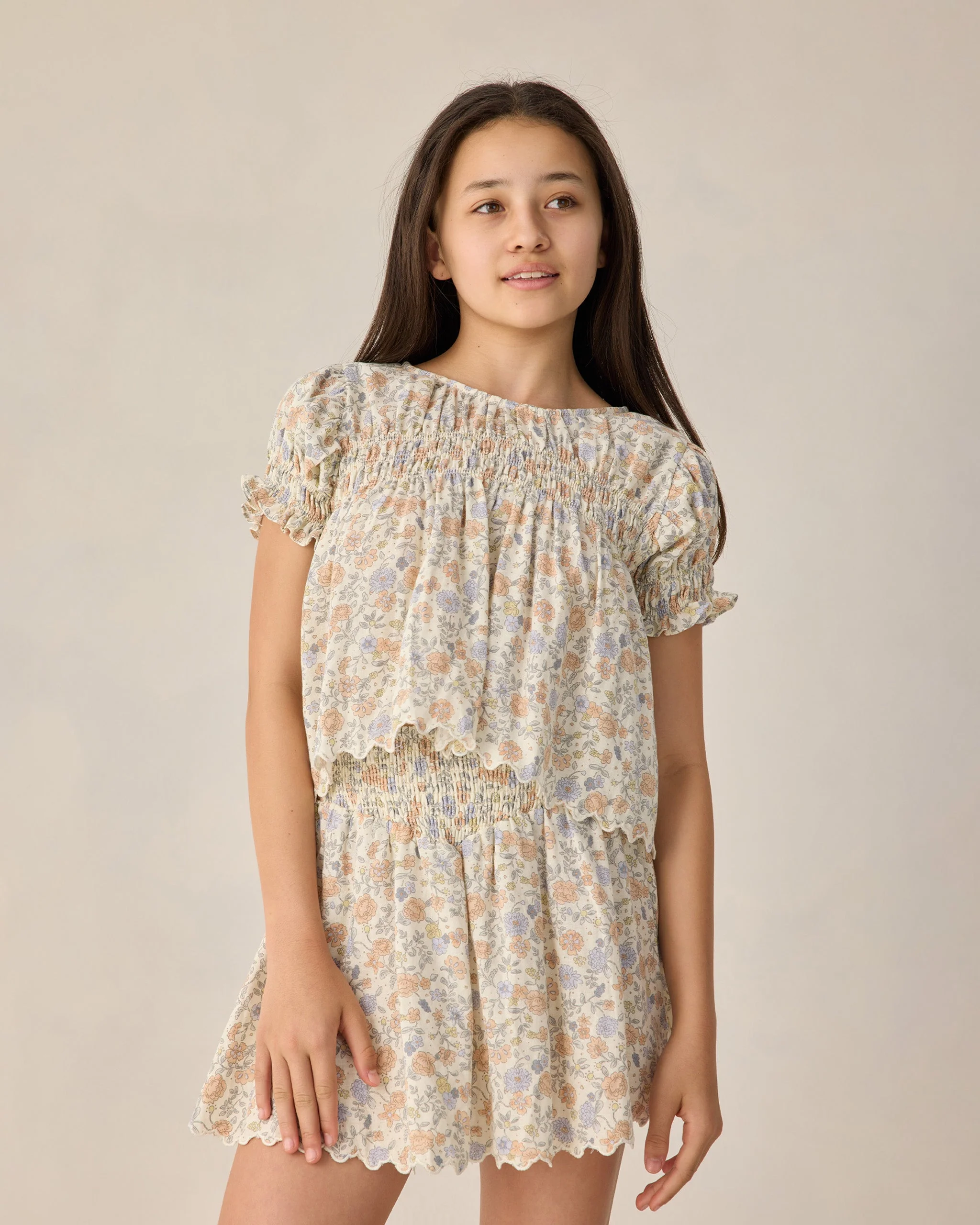 Teen Smocked V Mini Skirt Bloom - Image 4