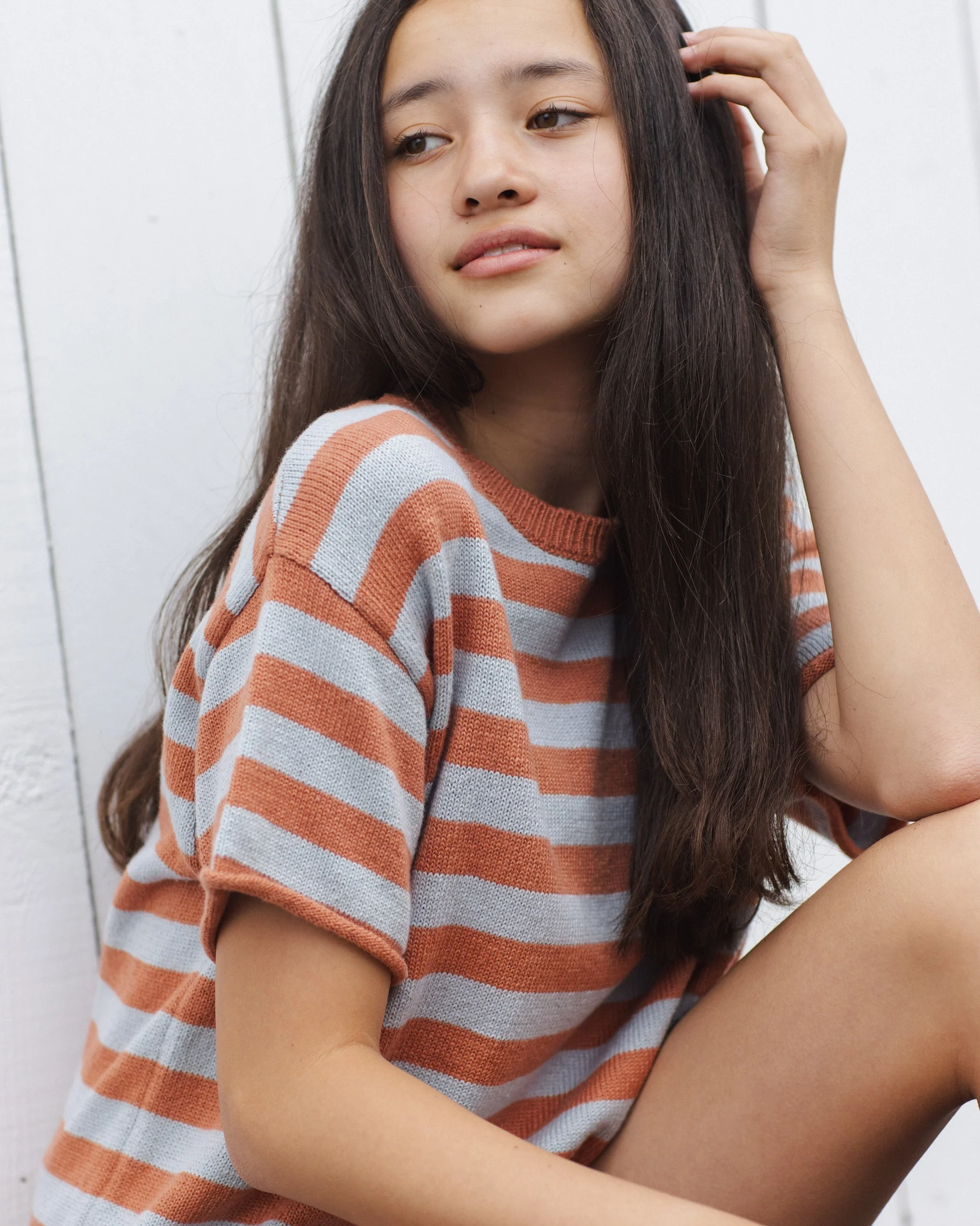 Teen Summer Knit Set Poppy + Light Blue Stripe - Image 6
