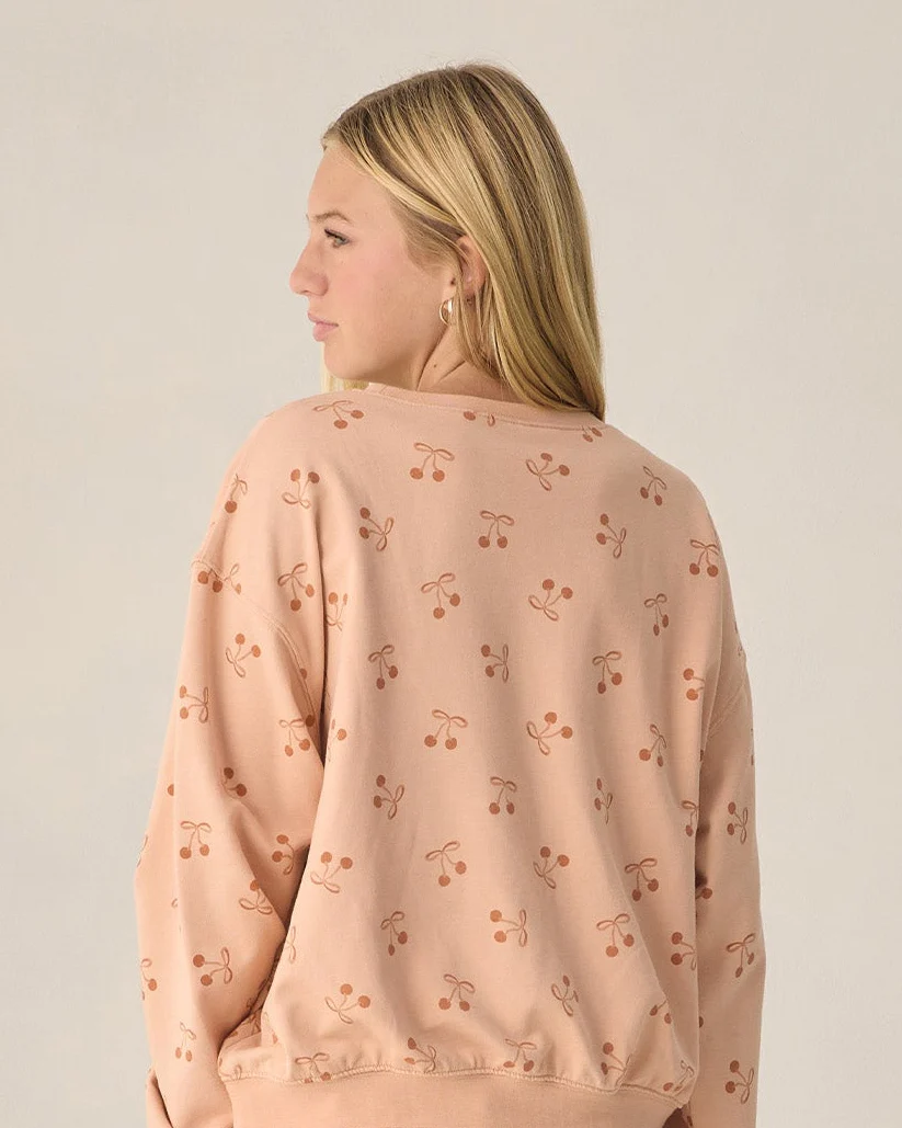 Teen Summer Terry Sweatshirt Cherry Bows - Image 2