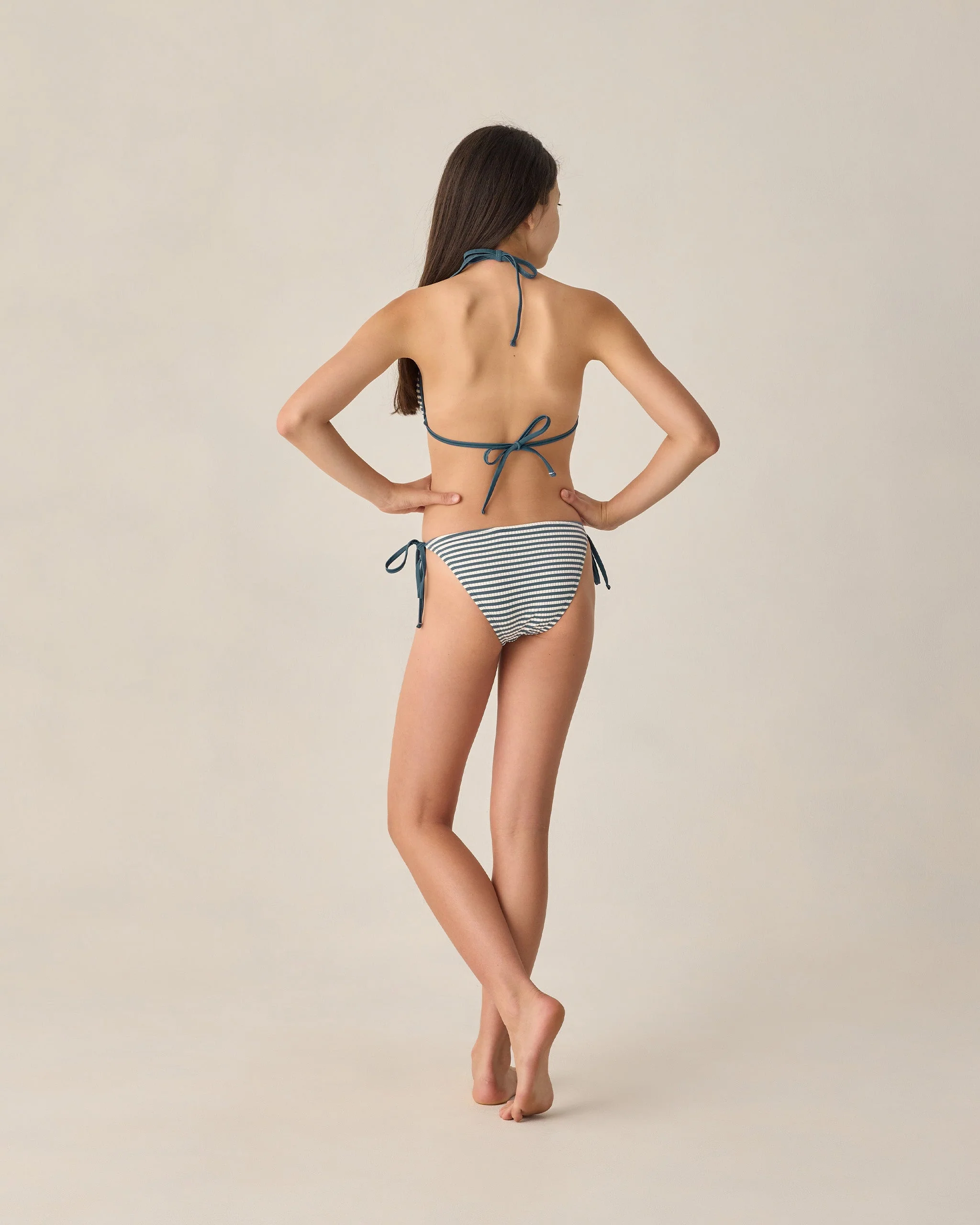 Teen Triangle Bikini Set Navy Stripe - Image 2