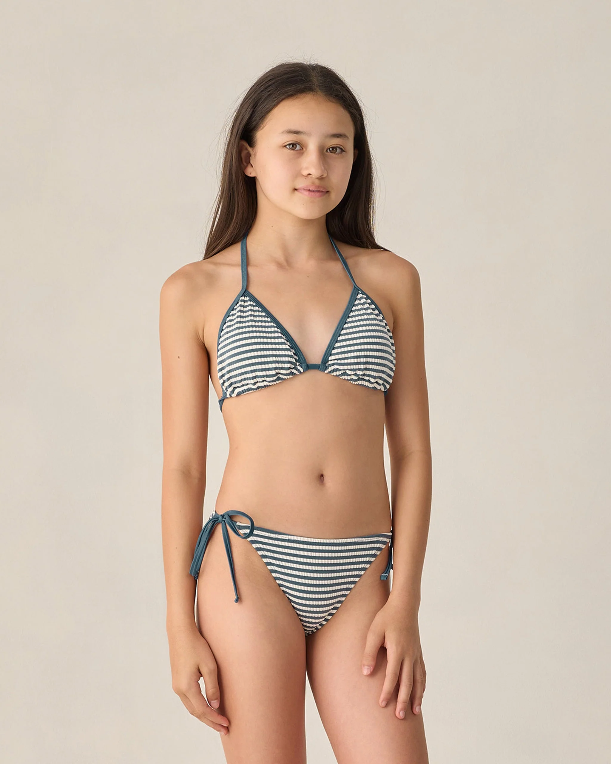 Teen Triangle Bikini Set Navy Stripe - Image 4