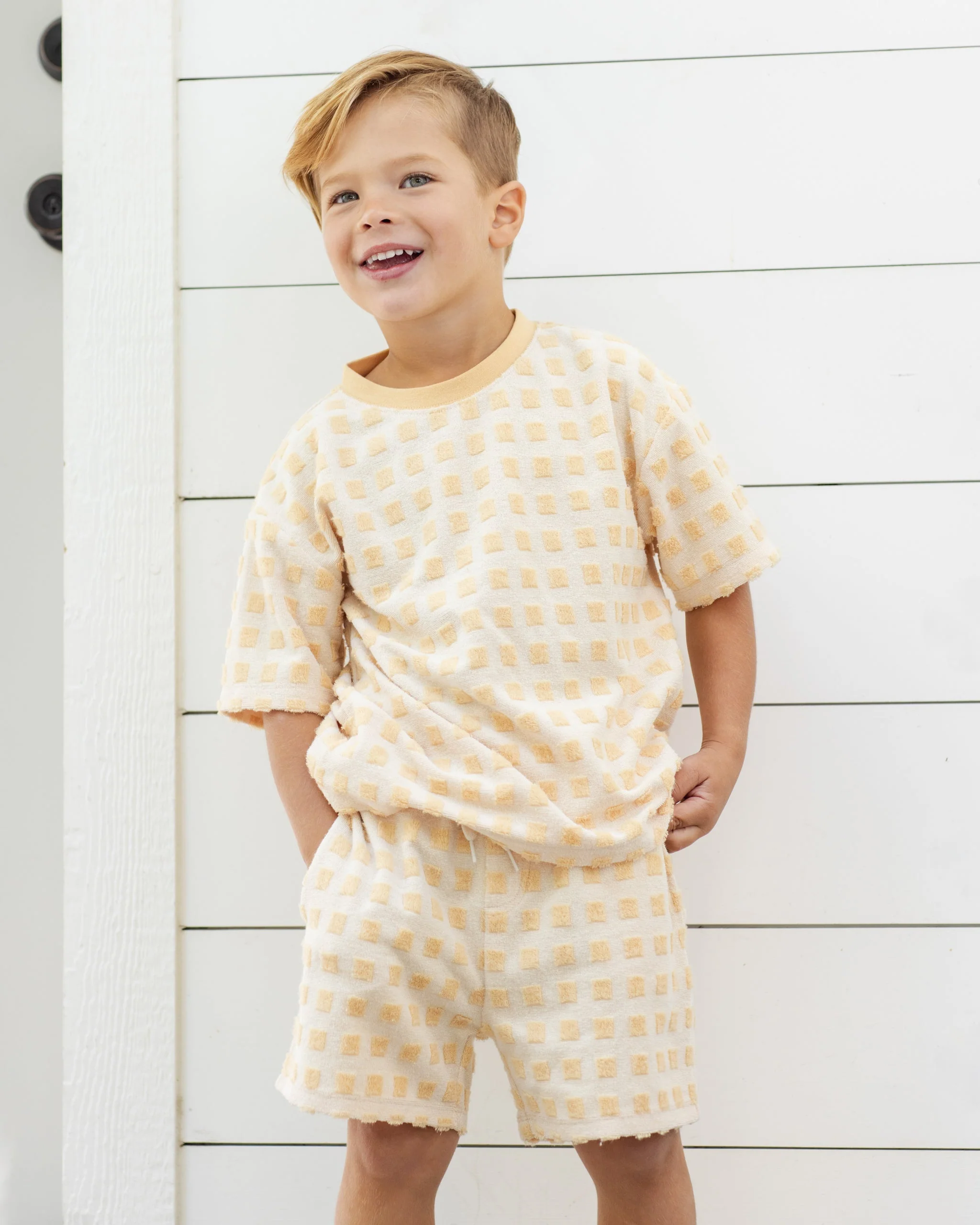 Terry Boys Short Butterscotch Grid - Image 3