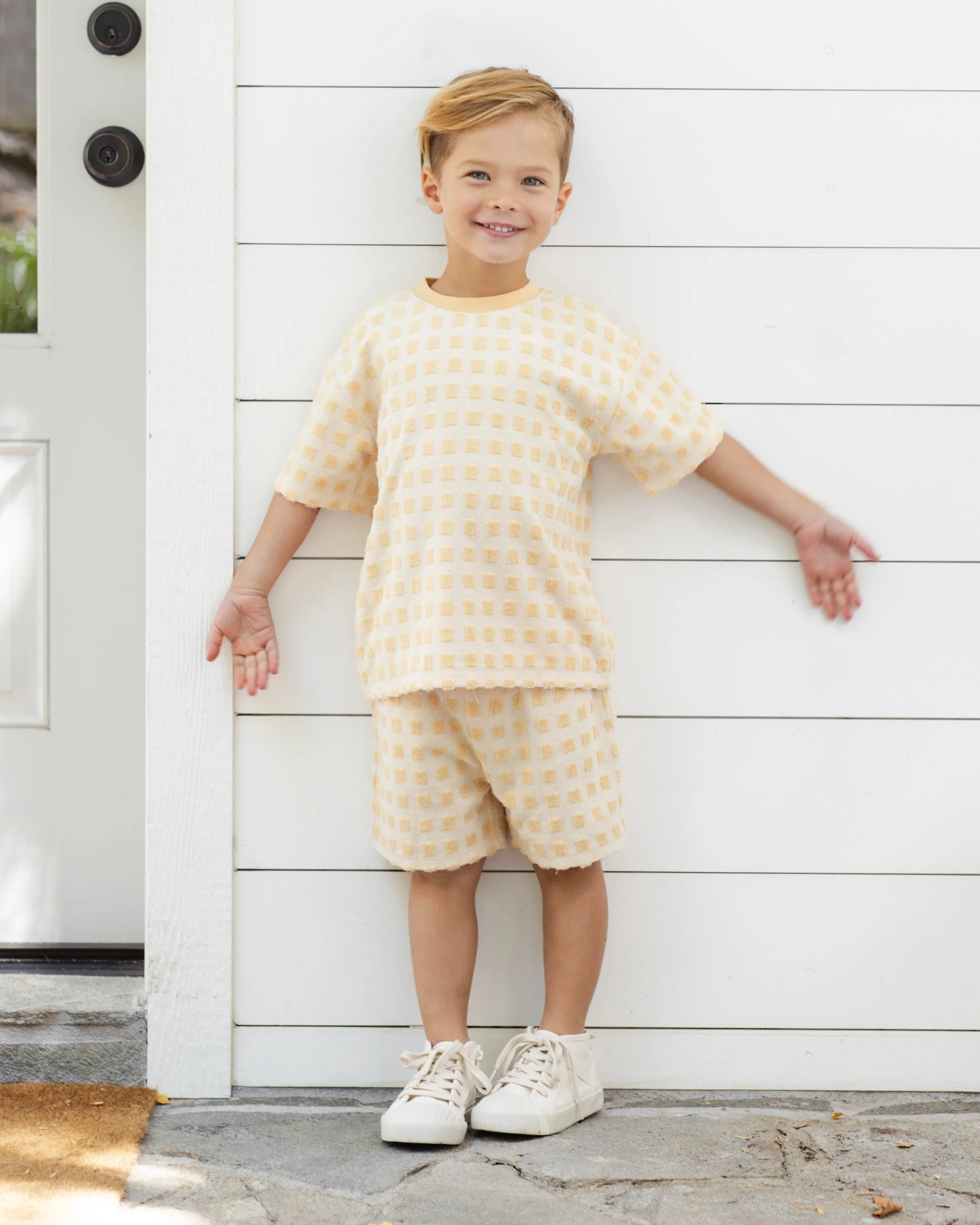 Terry Boys Short Butterscotch Grid - Image 4