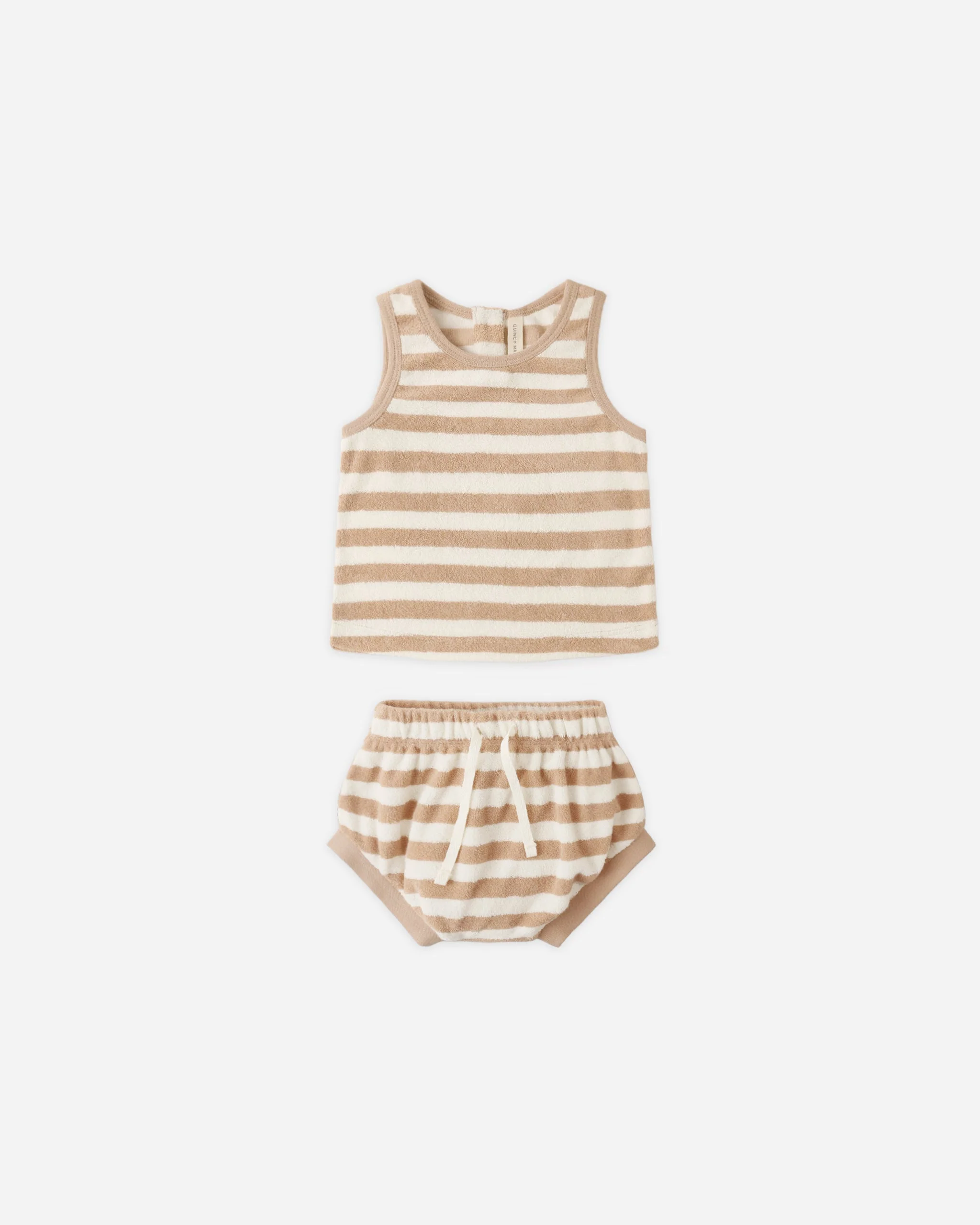 Terry Tank + Short Set Latte Stripe