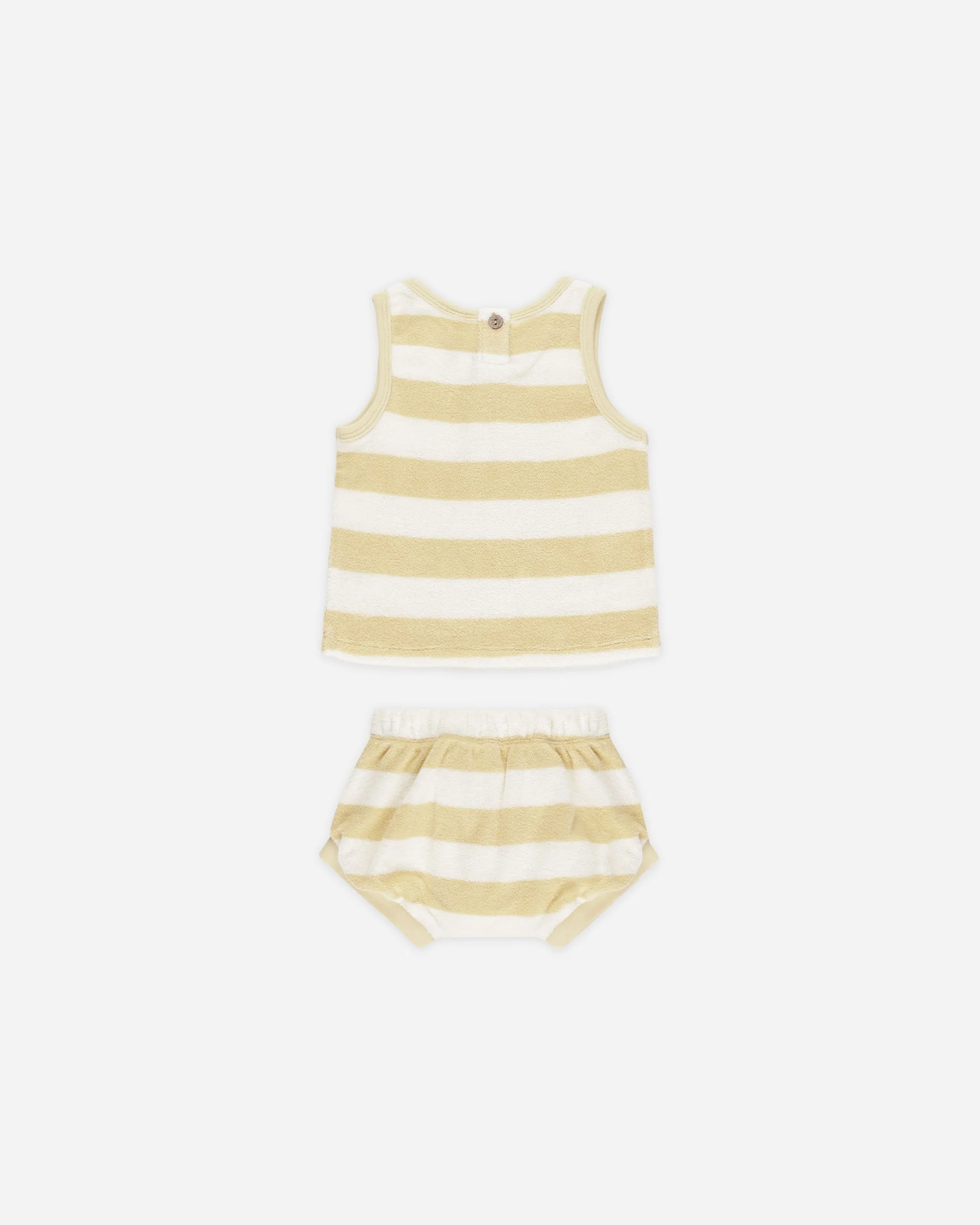 -Terry Tank + Short Set || Yellow Stripe- - Image 2