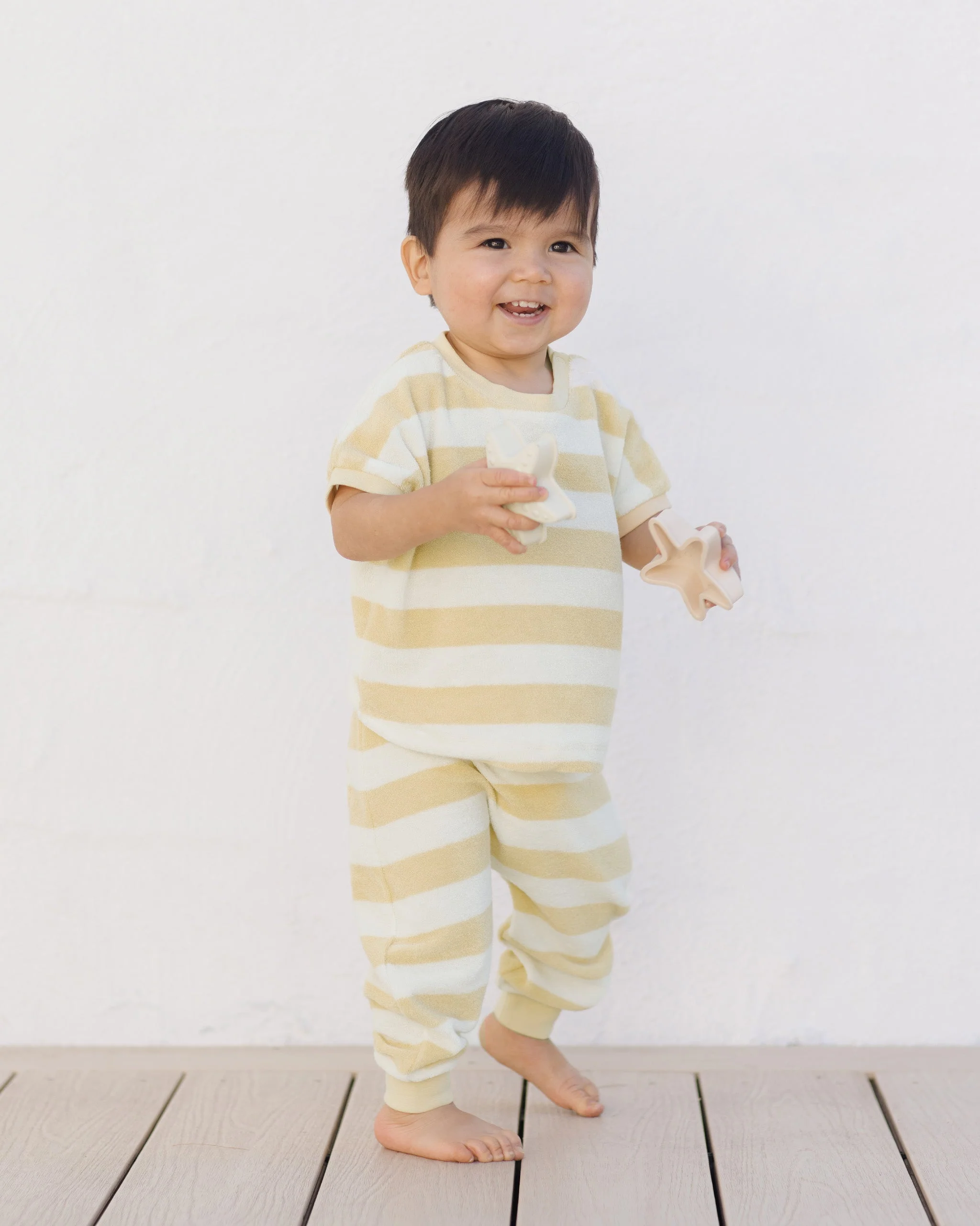 -Terry Tee + Pant Set || Yellow Stripe- - Image 2