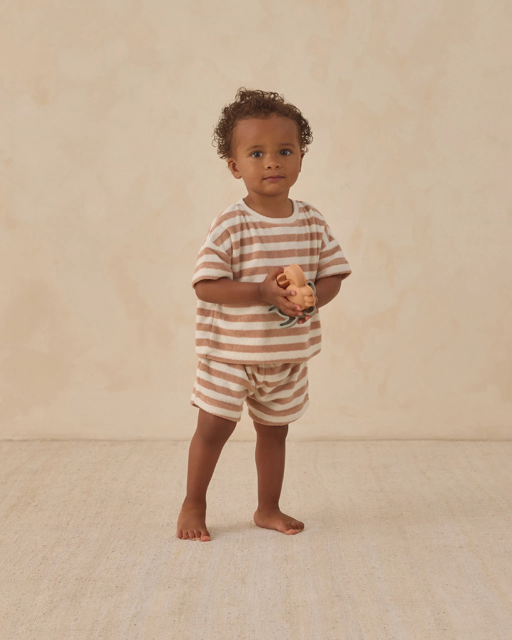 Terry Tee + Short Set Latte Stripe - Image 2