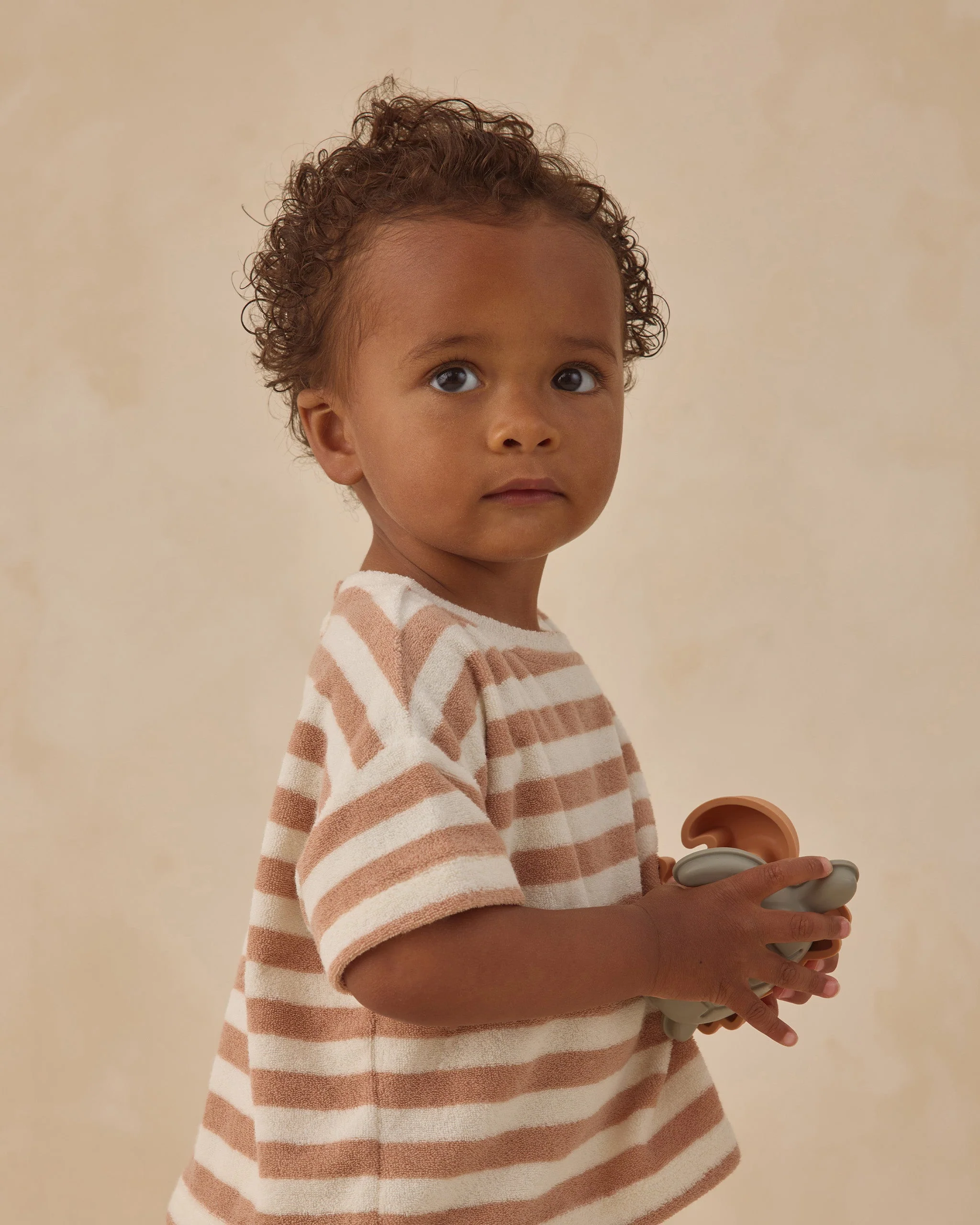 Terry Tee + Short Set Latte Stripe - Image 3