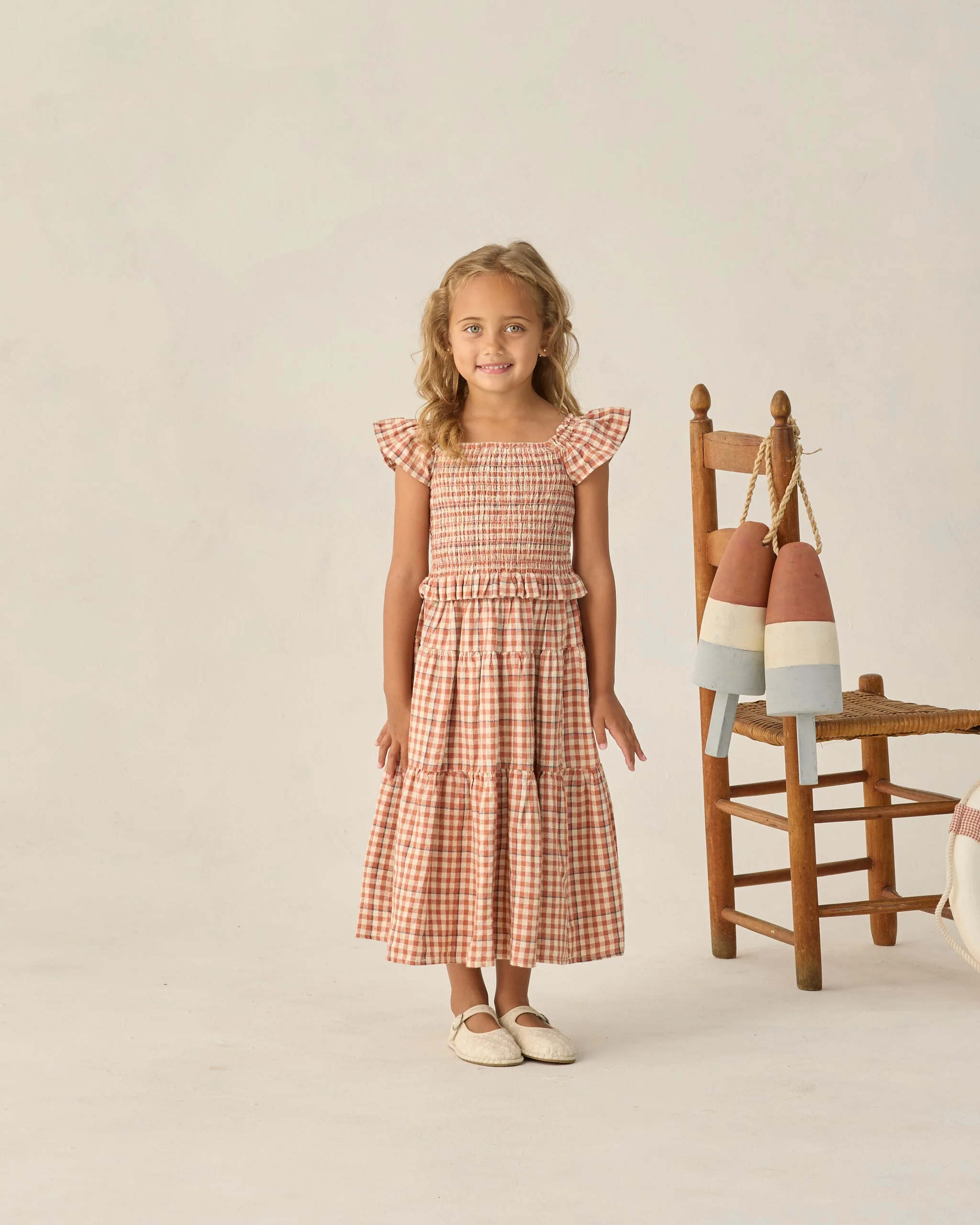 Tiered Midi Skirt Poppy Gingham - Image 2