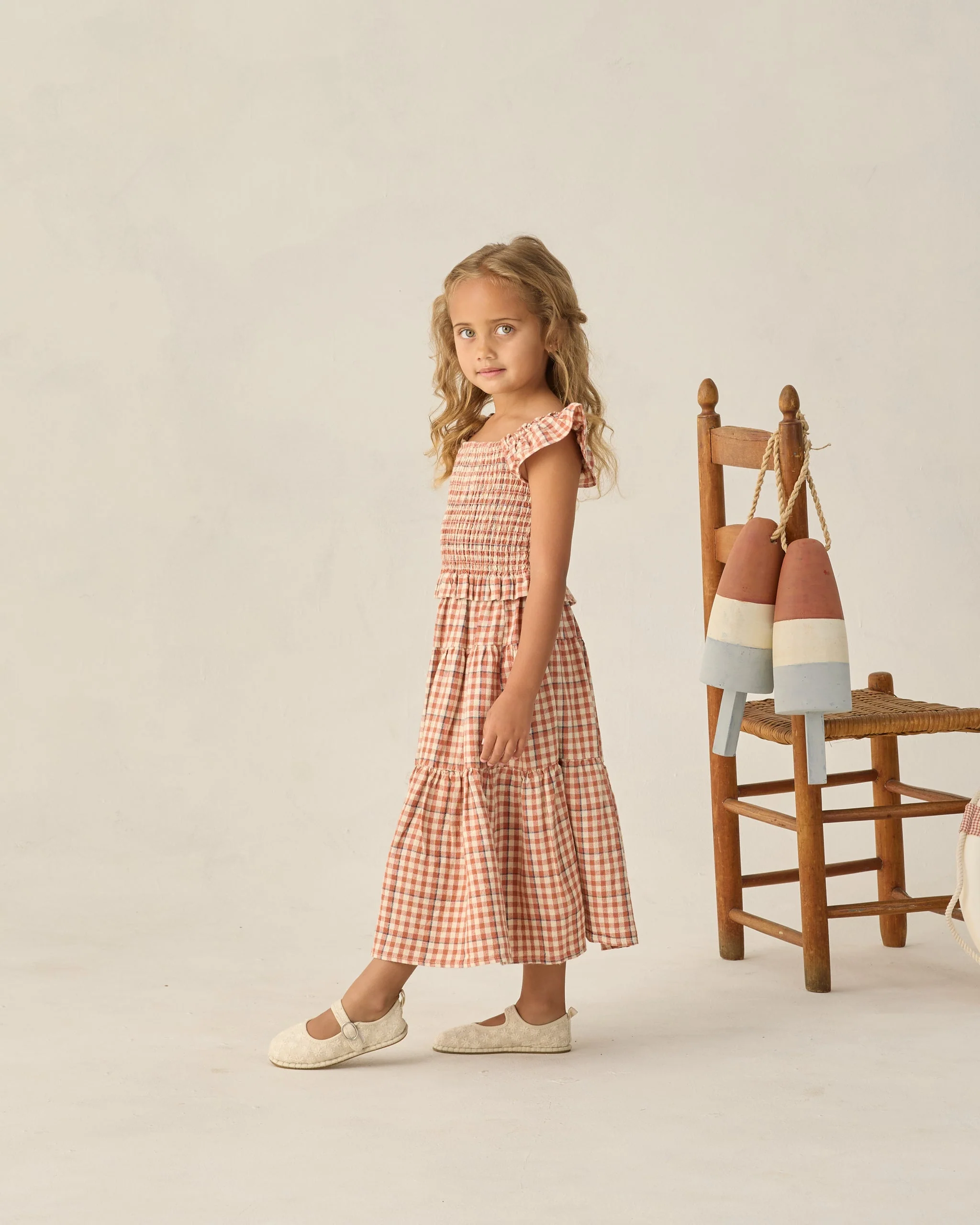 Tiered Midi Skirt Poppy Gingham - Image 3