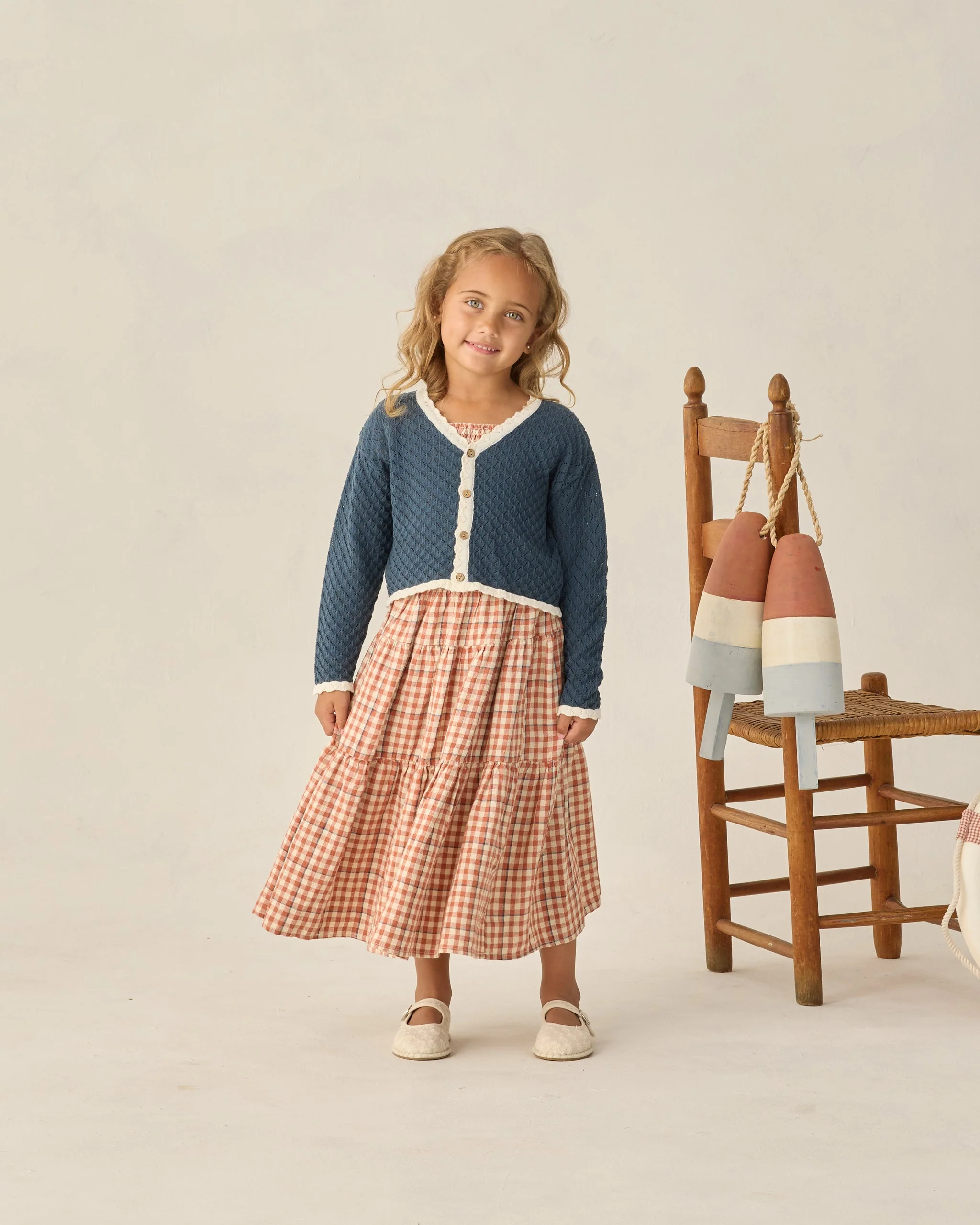 Tiered Midi Skirt Poppy Gingham - Image 7