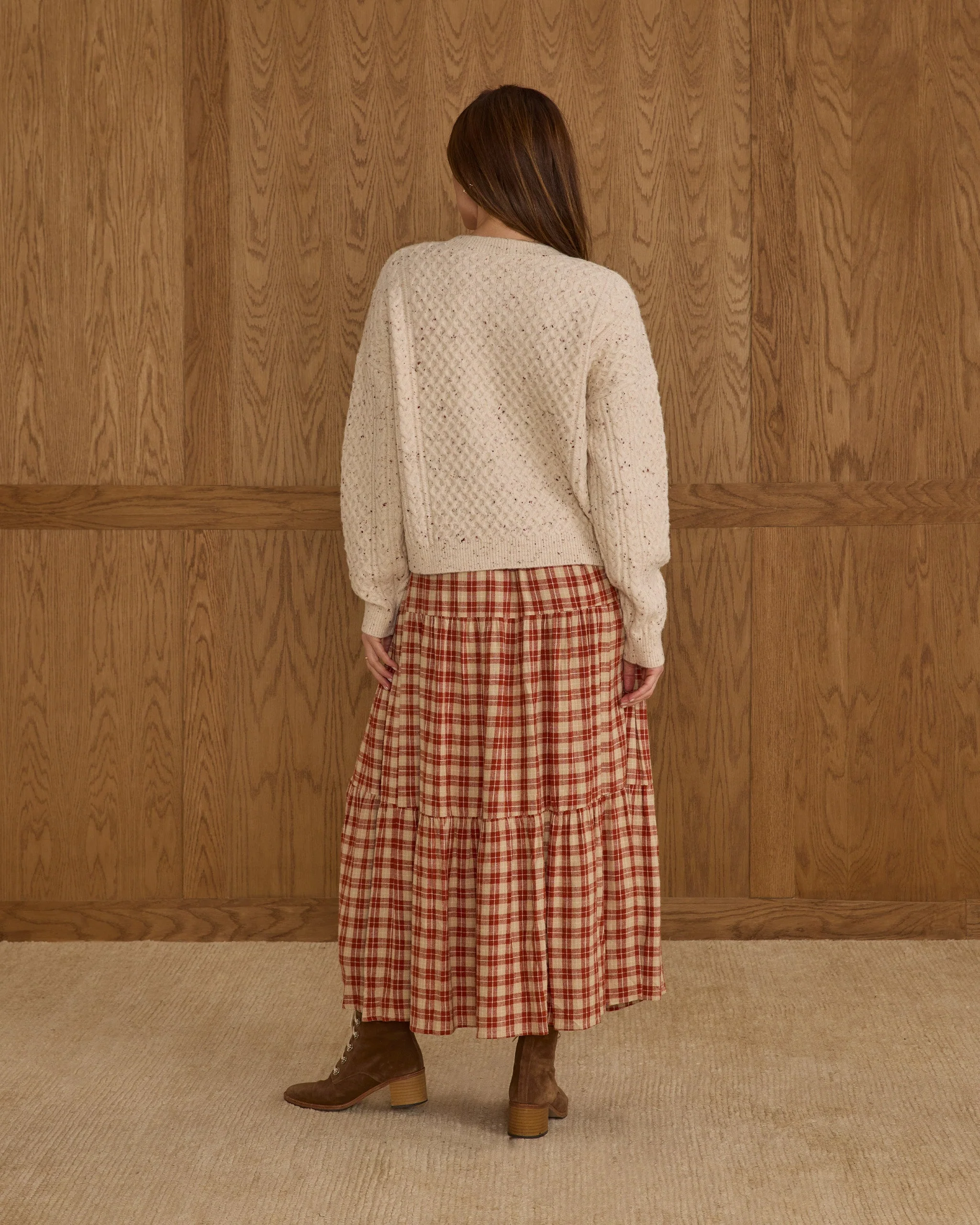 Tiered Midi Skirt | Red Plaid - Image 2