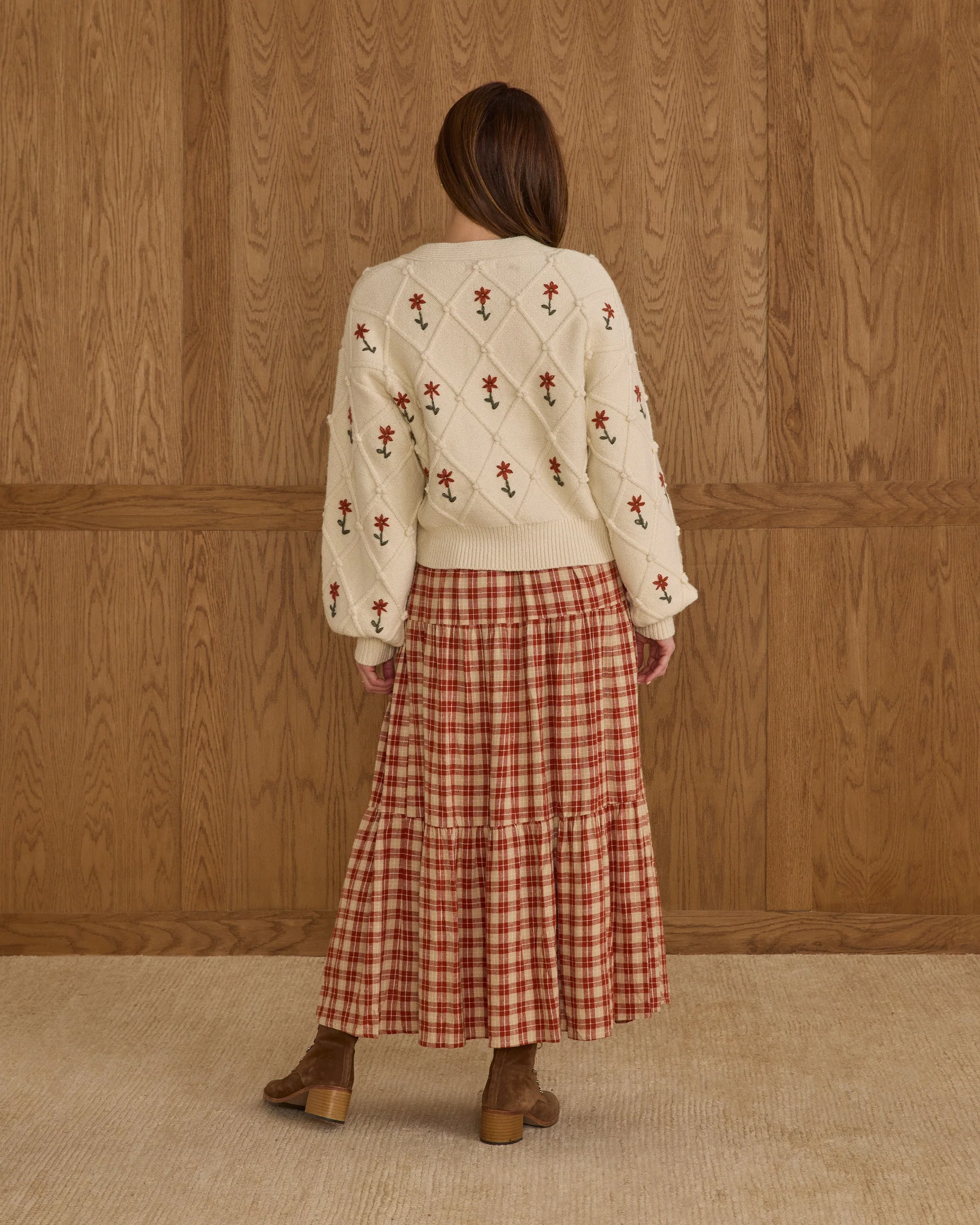 Tiered Midi Skirt | Red Plaid - Image 5