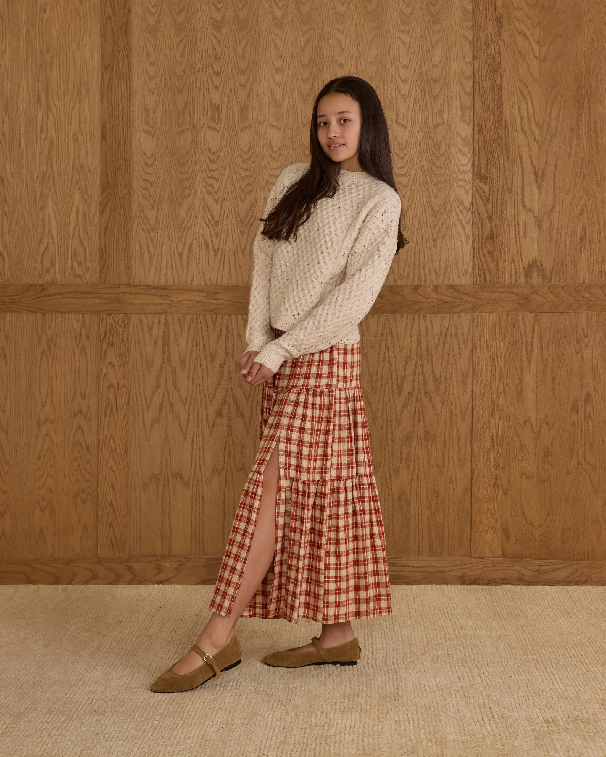 Tiered Midi Skirt || Red Plaid - Teen - Image 3