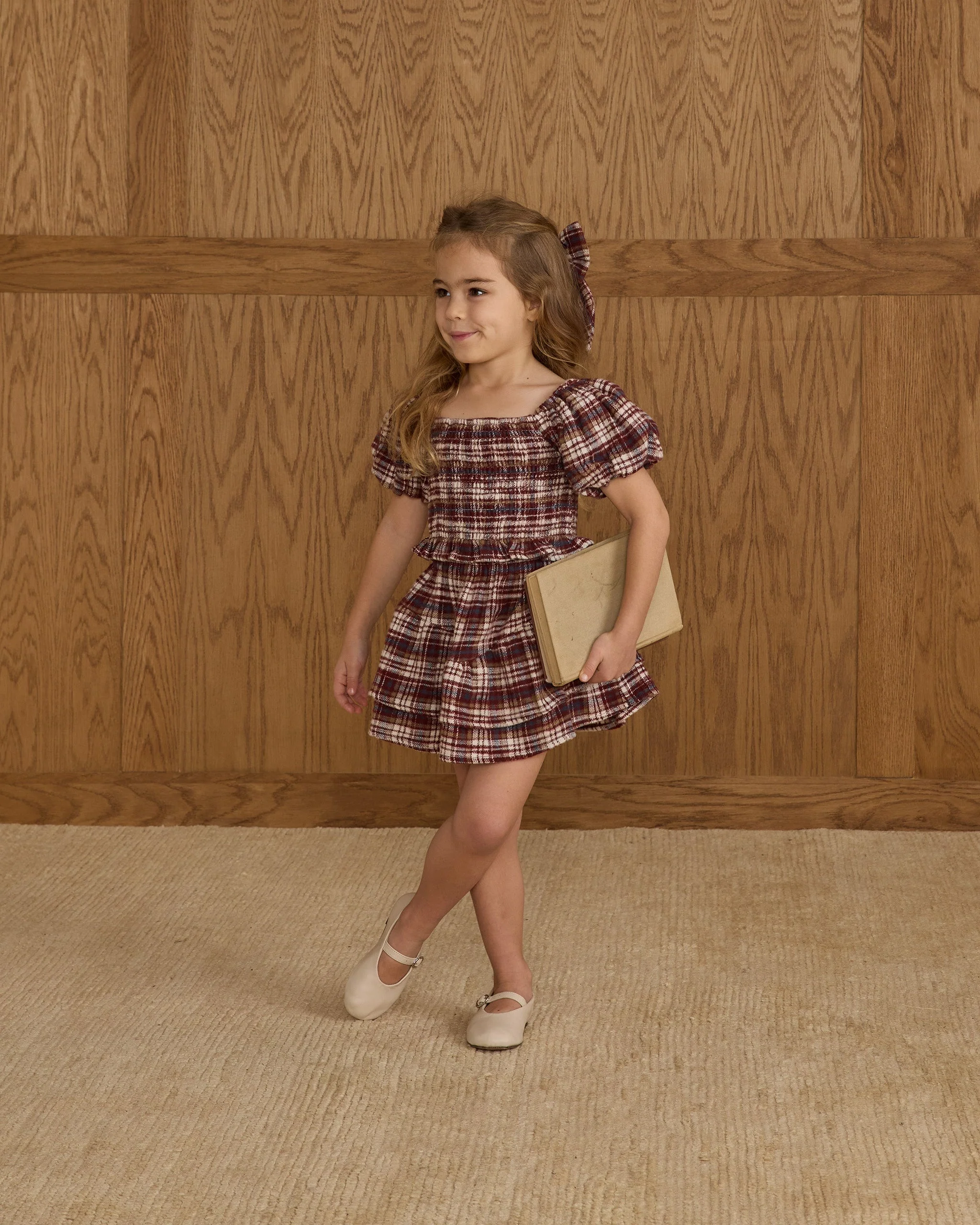 Tiered Mini Skirt || Burgundy Plaid - Image 3