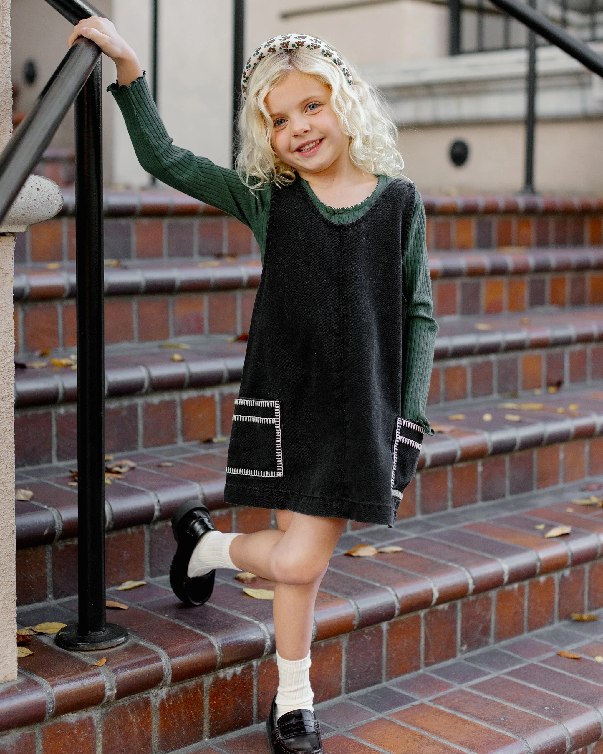 V-Neck Overall Dress || Washed Black - Image 3
