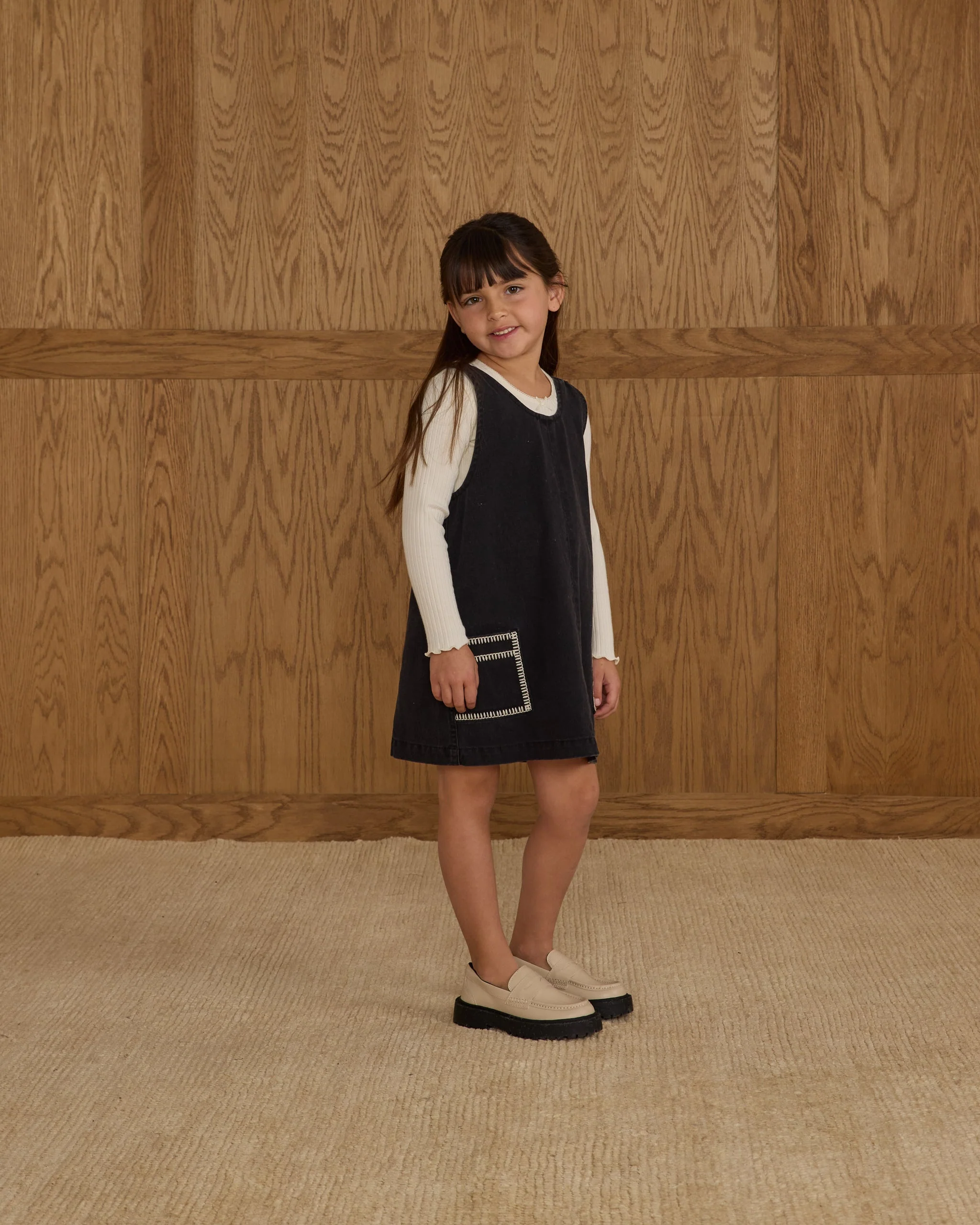 V-Neck Overall Dress || Washed Black - Image 4