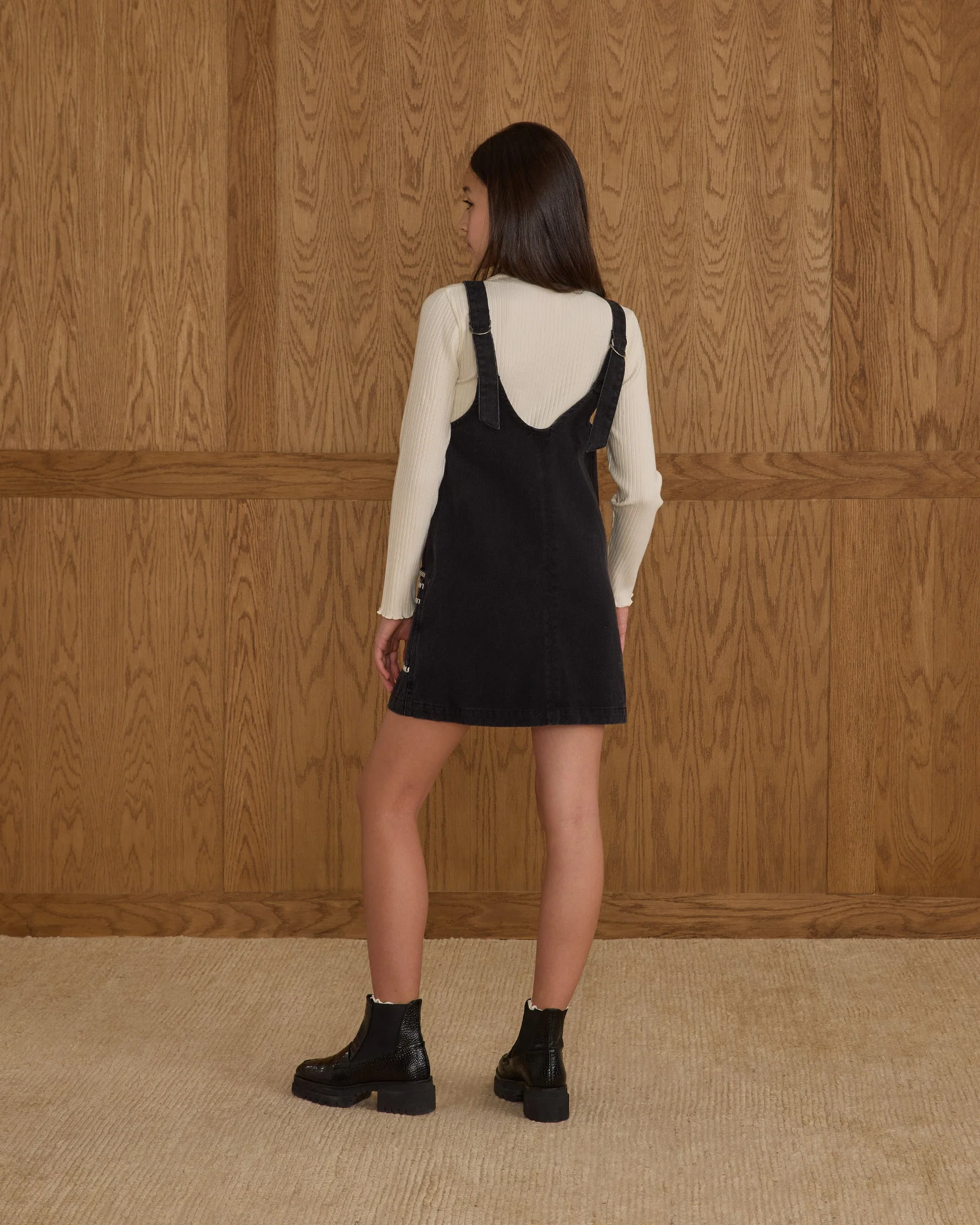 V-neck Overall Dress || Washed Black - Image 2