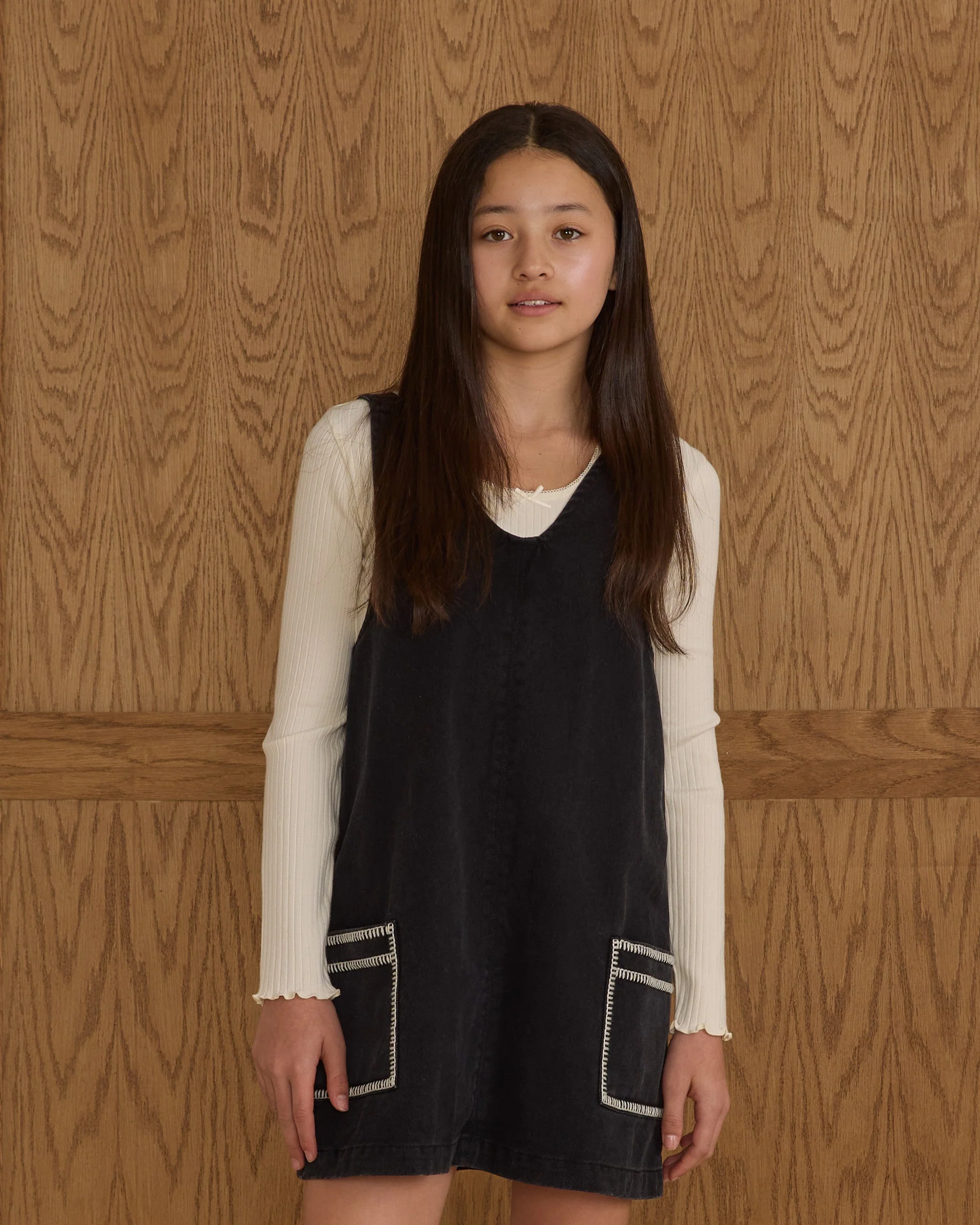 V-neck Overall Dress || Washed Black - Image 4