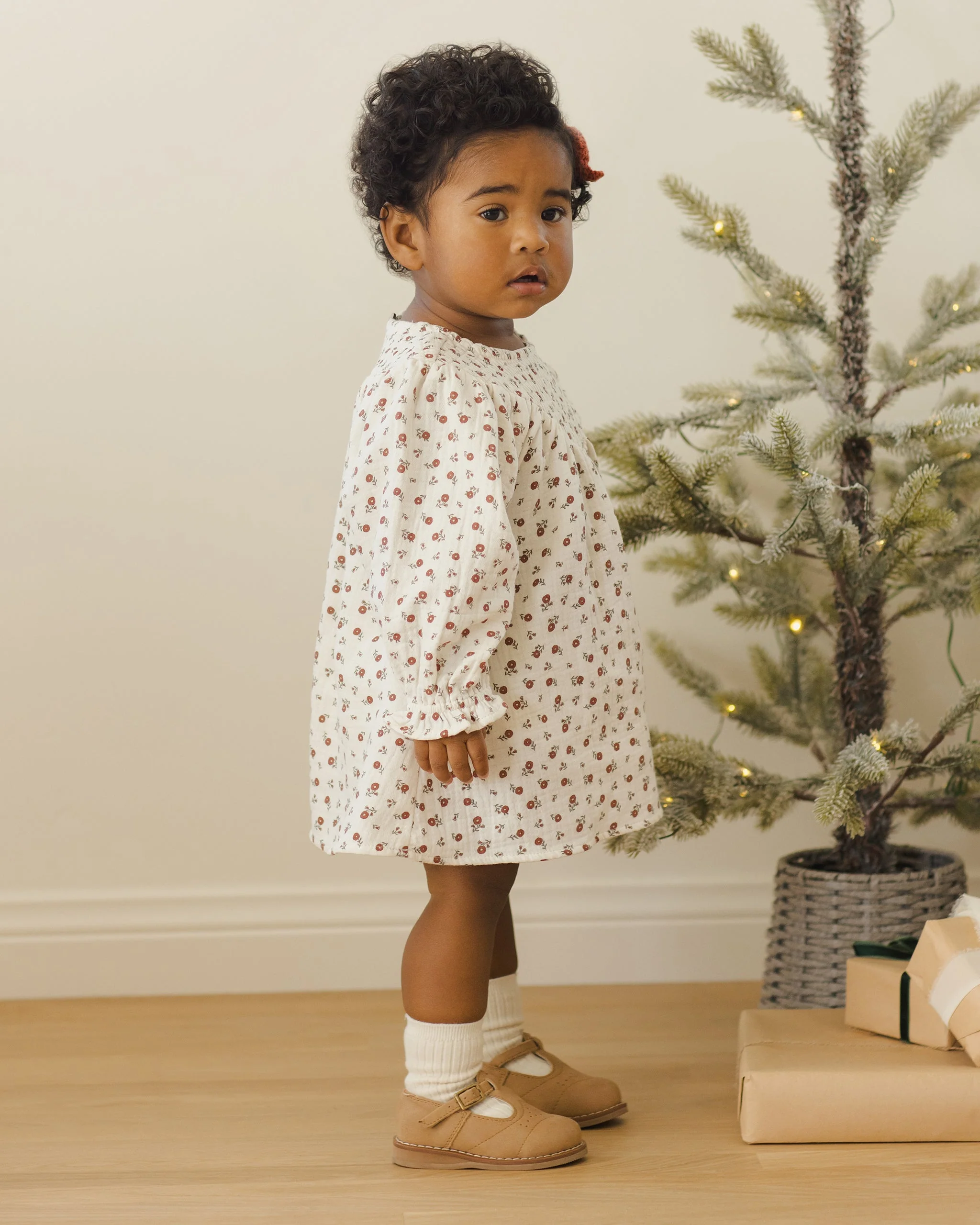 V Smocked Dress || Winter Ditsy - Image 3