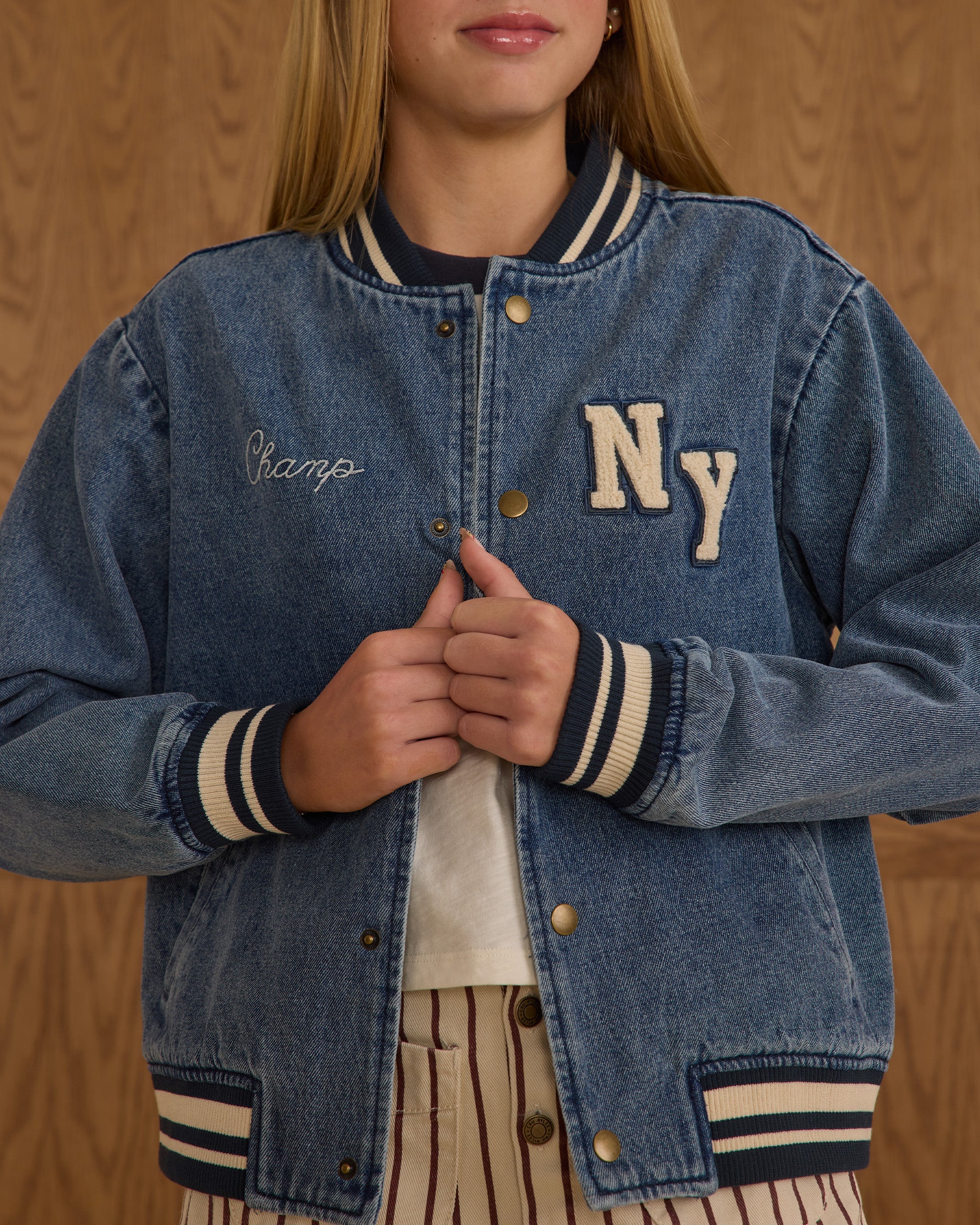Varsity Jacket | Indigo Denim Teen - Image 3