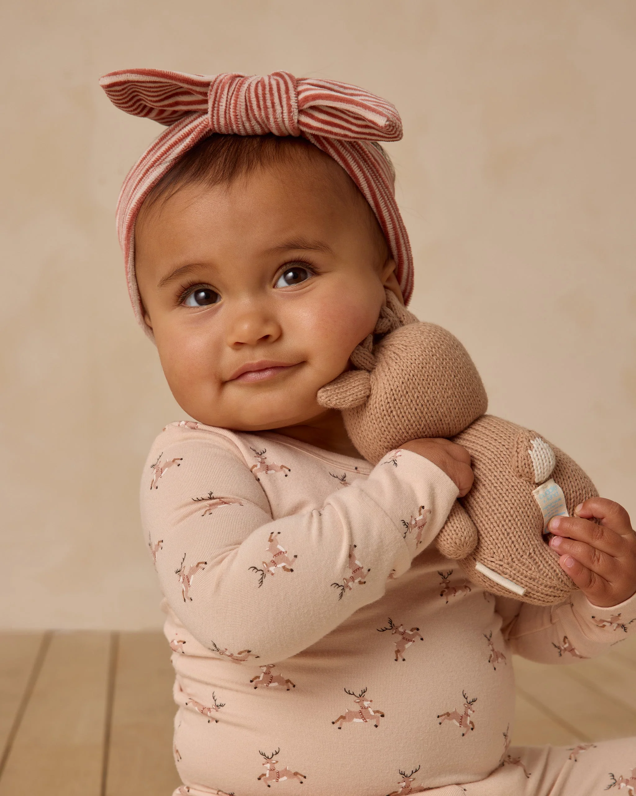Velour Bow Headband || Candy Stripe - Image 2